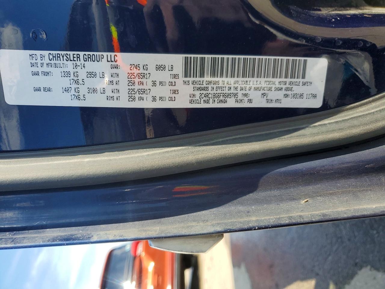 2015 Chrysler Town & Country Touring Синий vin: 2C4RC1BG6FR609705