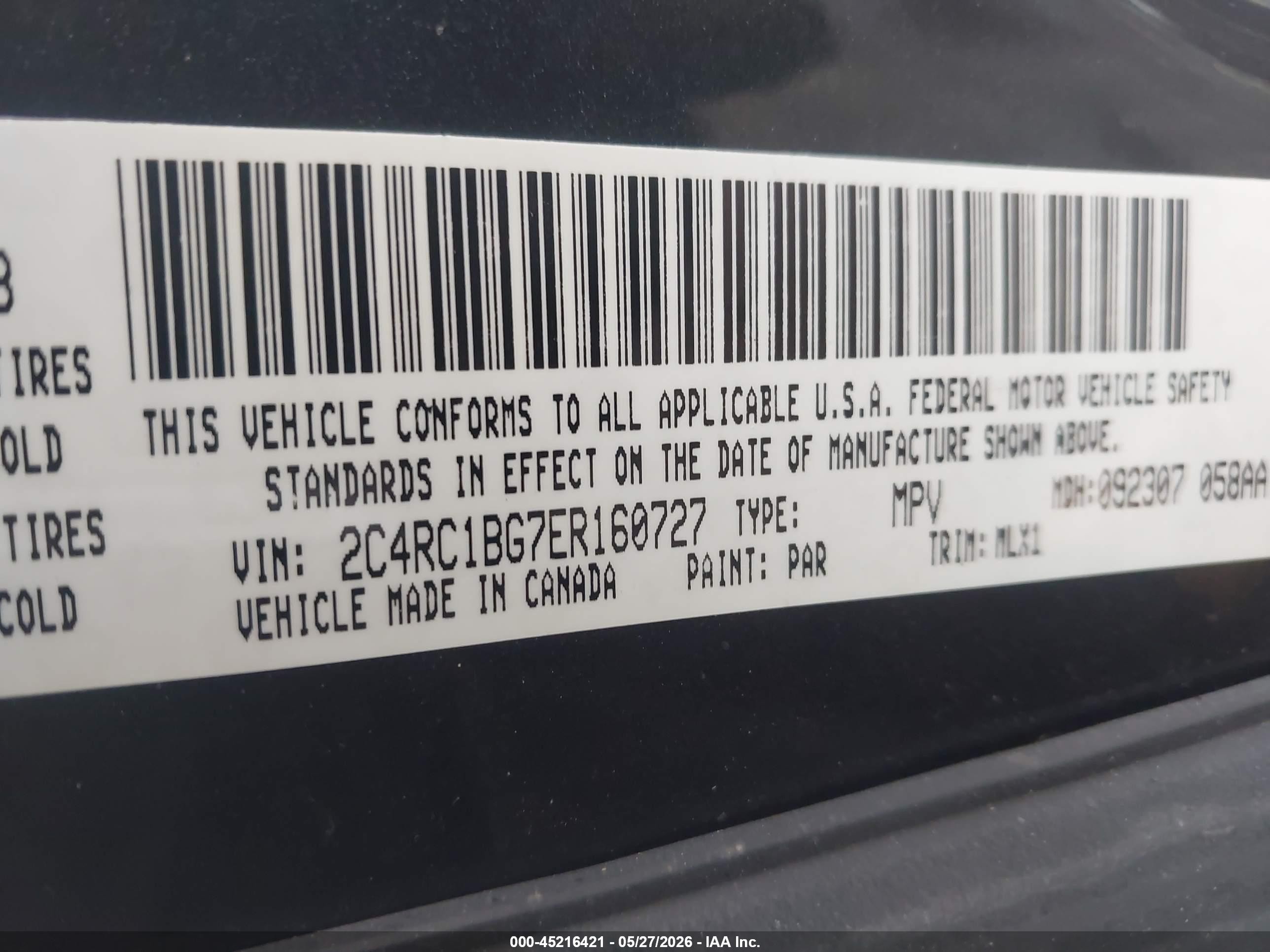 2014 Chrysler Town & Country Touring Black vin: 2C4RC1BG7ER160727