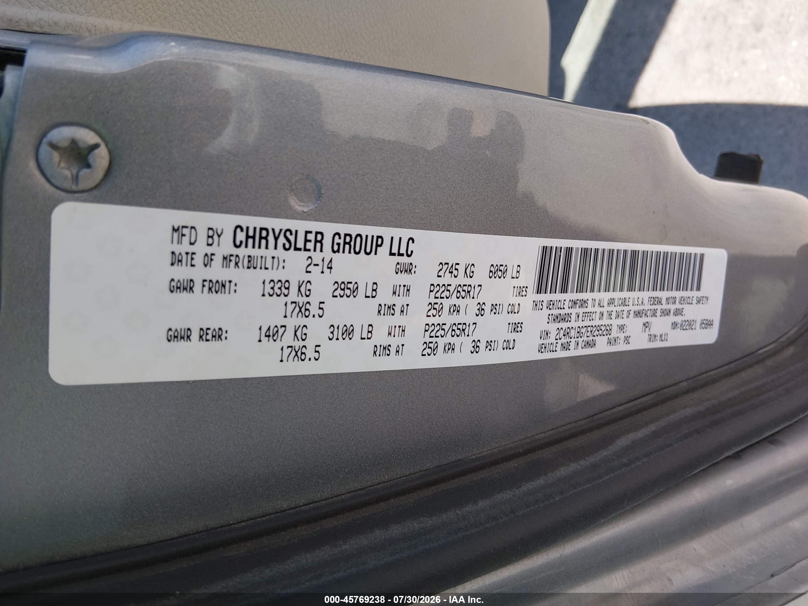 2014 Chrysler Town & Country Touring Silver vin: 2C4RC1BG7ER295268