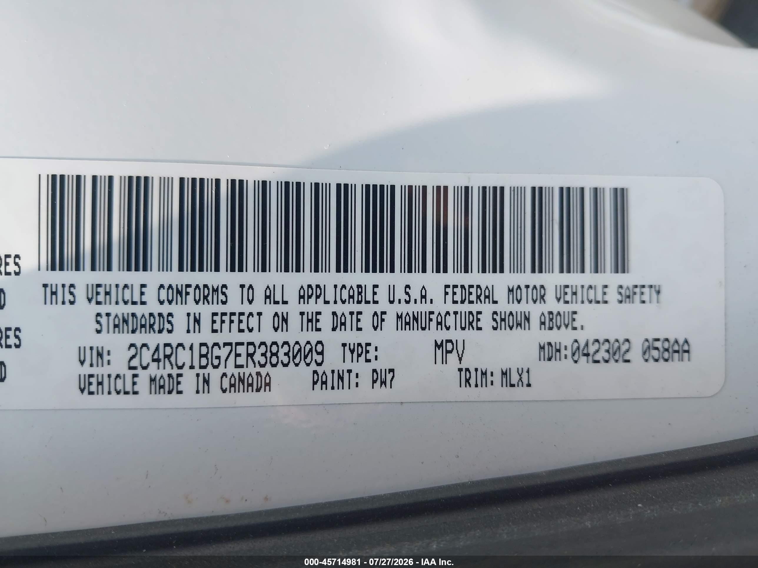 2014 Chrysler Town & Country Touring Белый vin: 2C4RC1BG7ER383009