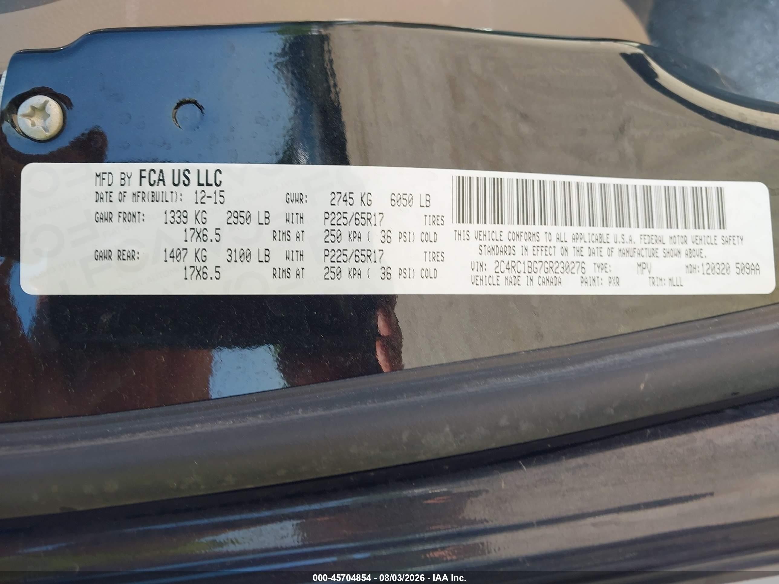 2016 Chrysler Town & Country Touring Black vin: 2C4RC1BG7GR230276