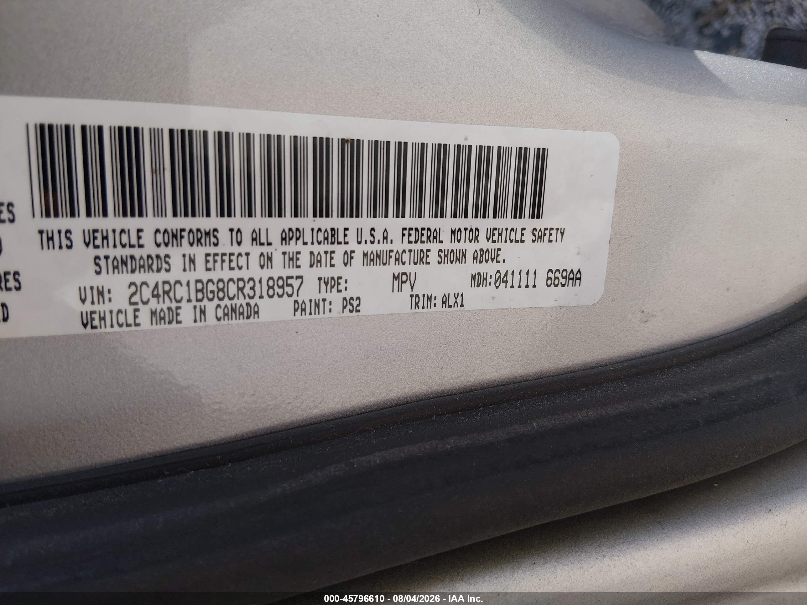 2012 Chrysler Town & Country Touring Silver vin: 2C4RC1BG8CR318957