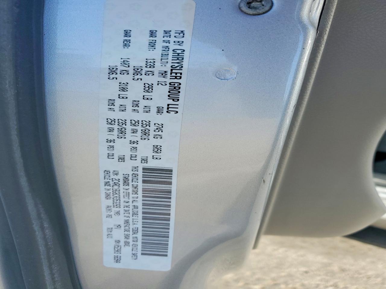 2012 Chrysler Town & Country Touring Silver vin: 2C4RC1BG8CR353269