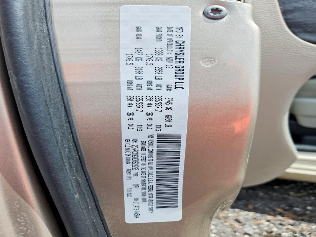 2013 Chrysler Town & Country Touring Tan vin: 2C4RC1BG8DR620265