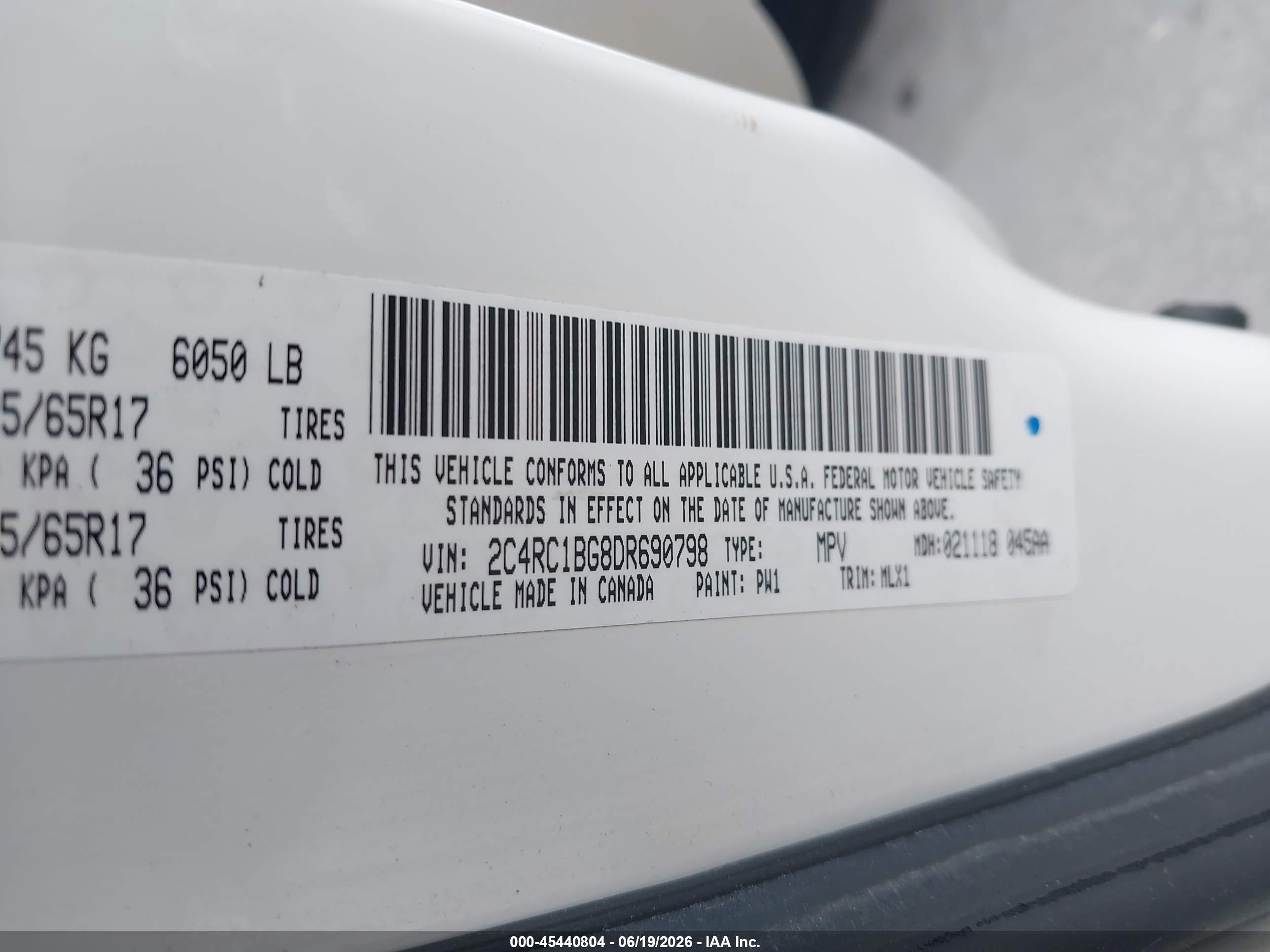 2013 Chrysler Town & Country Touring Белый vin: 2C4RC1BG8DR690798
