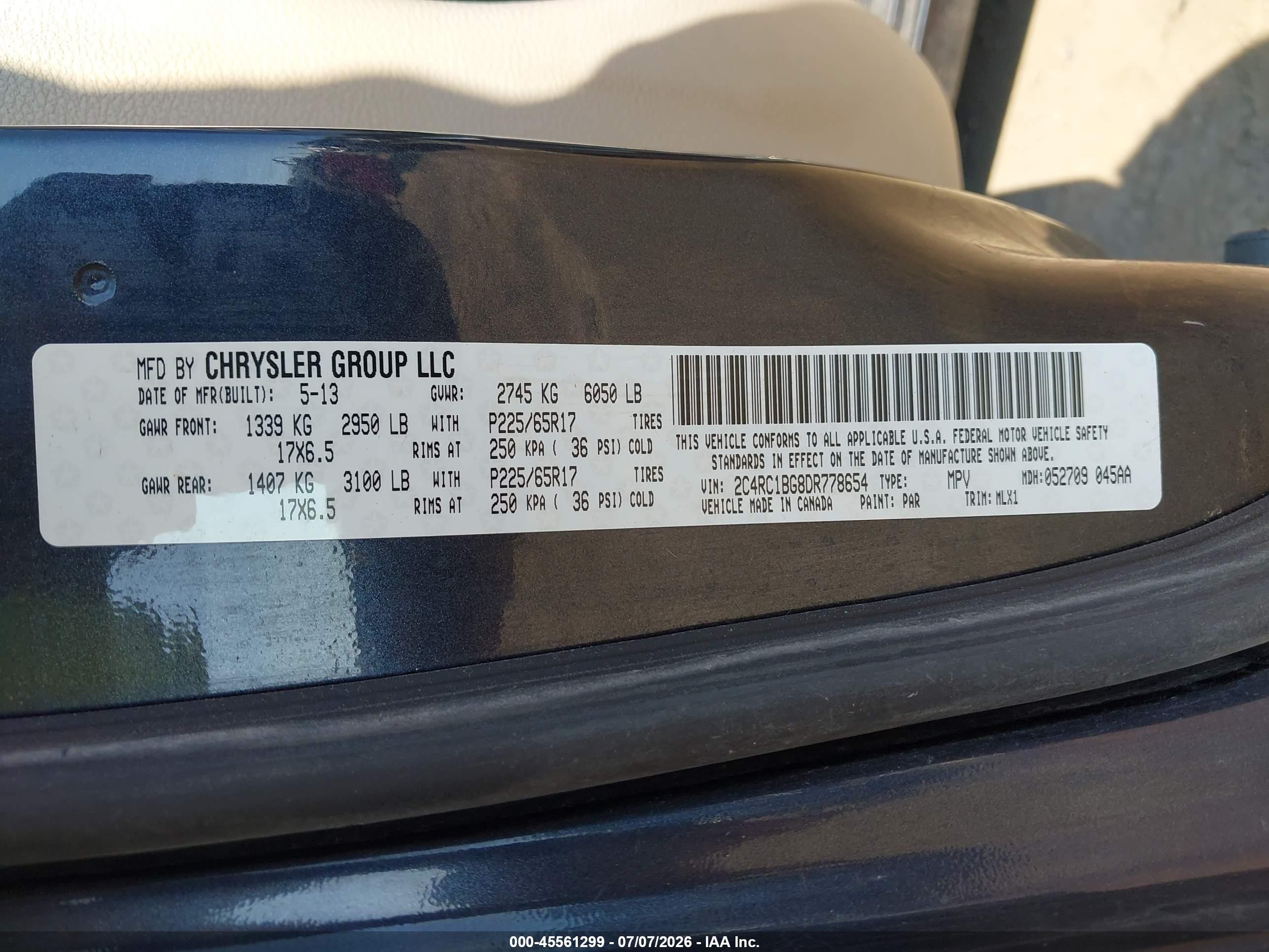 2013 Chrysler Town & Country Touring Black vin: 2C4RC1BG8DR778654