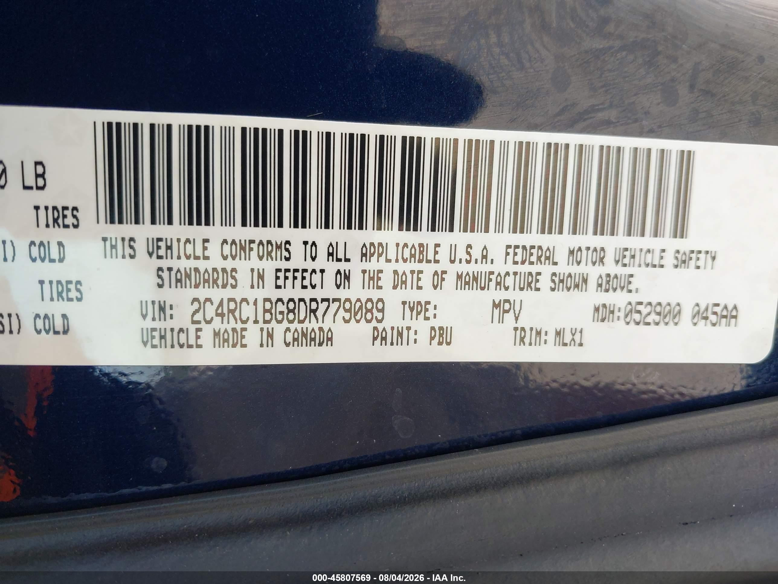 2013 Chrysler Town & Country Touring Синий vin: 2C4RC1BG8DR779089