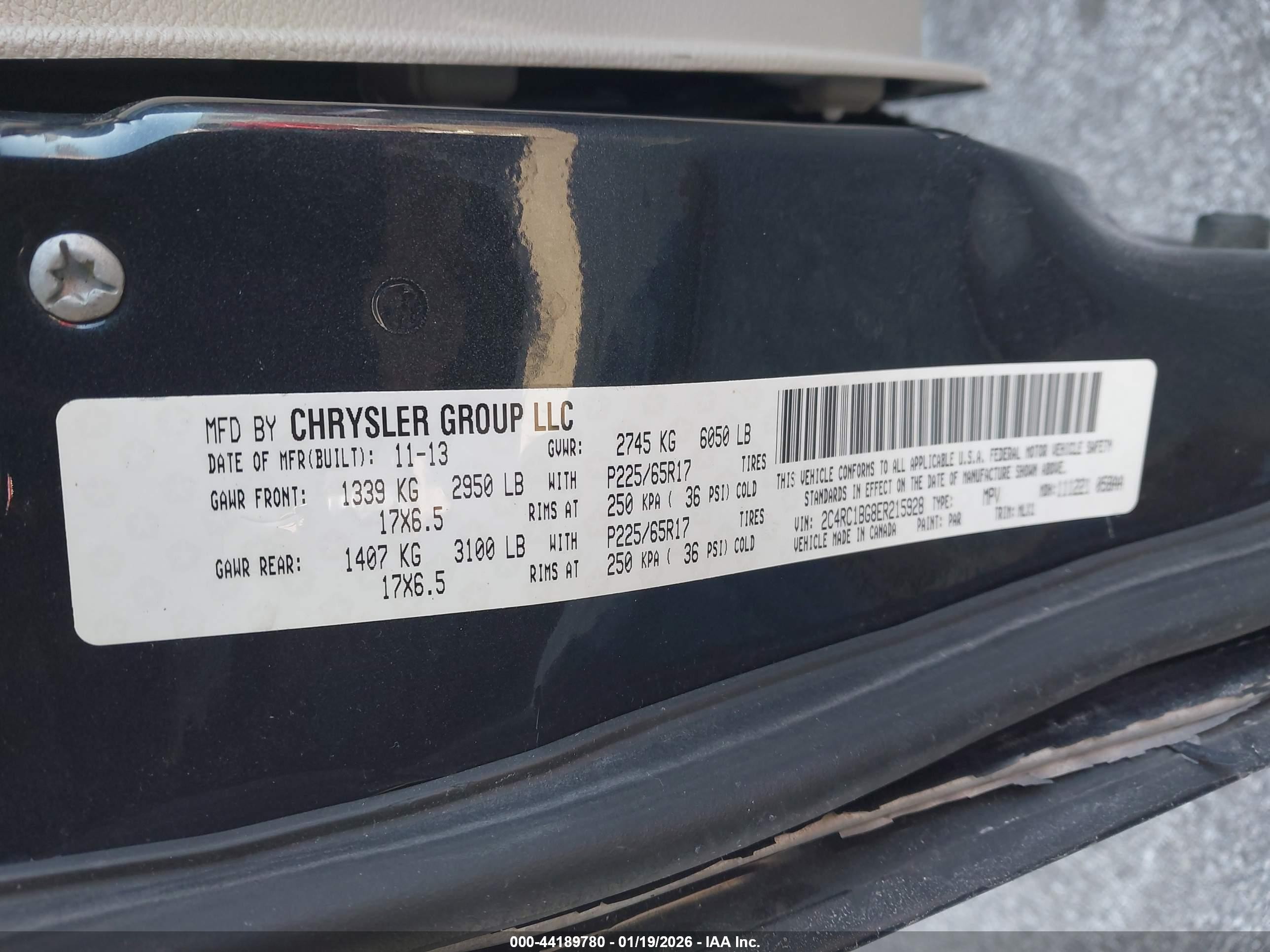 2014 Chrysler Town & Country Touring Dark Blue vin: 2C4RC1BG8ER215928
