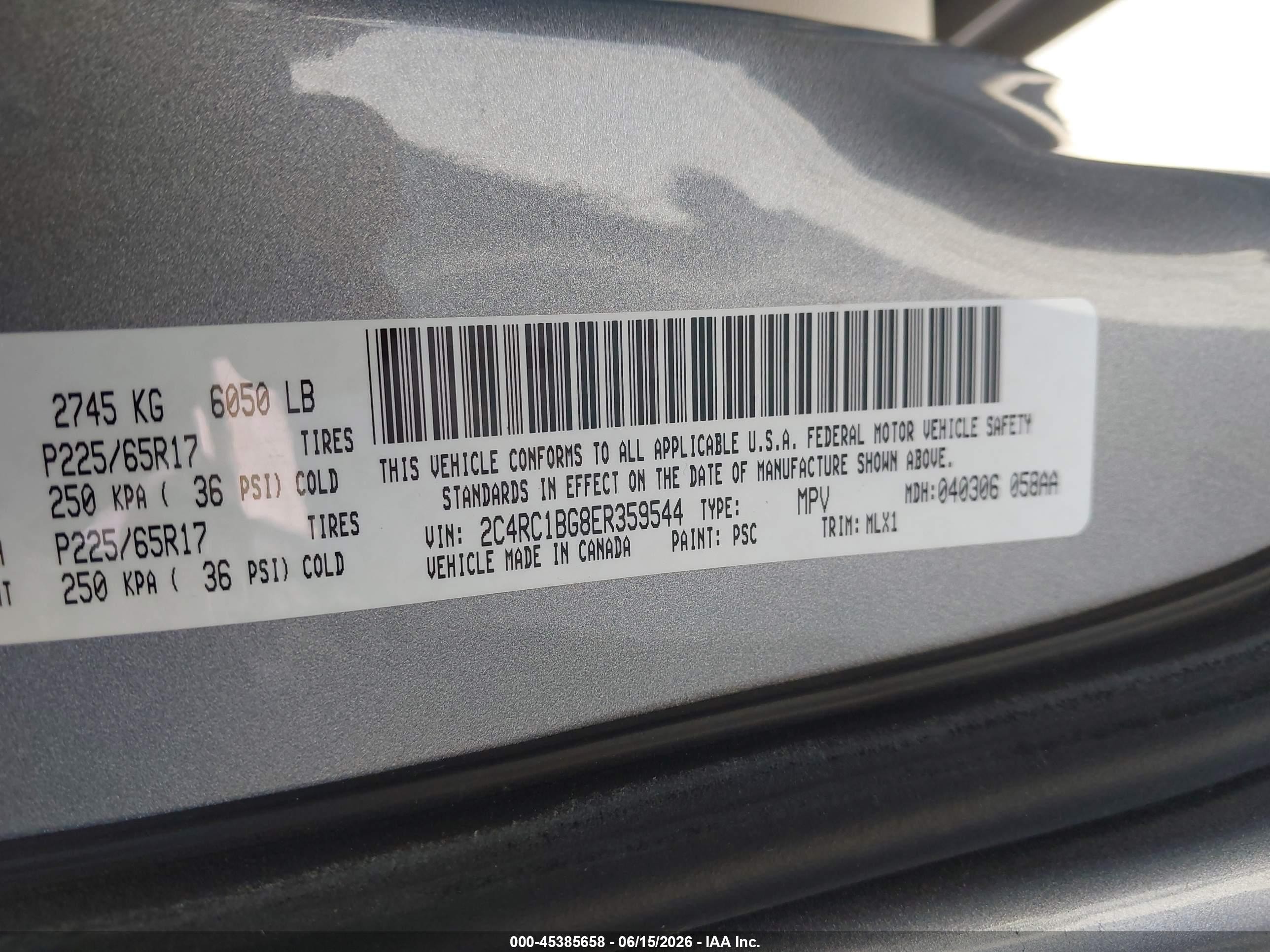2014 Chrysler Town & Country Touring Gray vin: 2C4RC1BG8ER359544