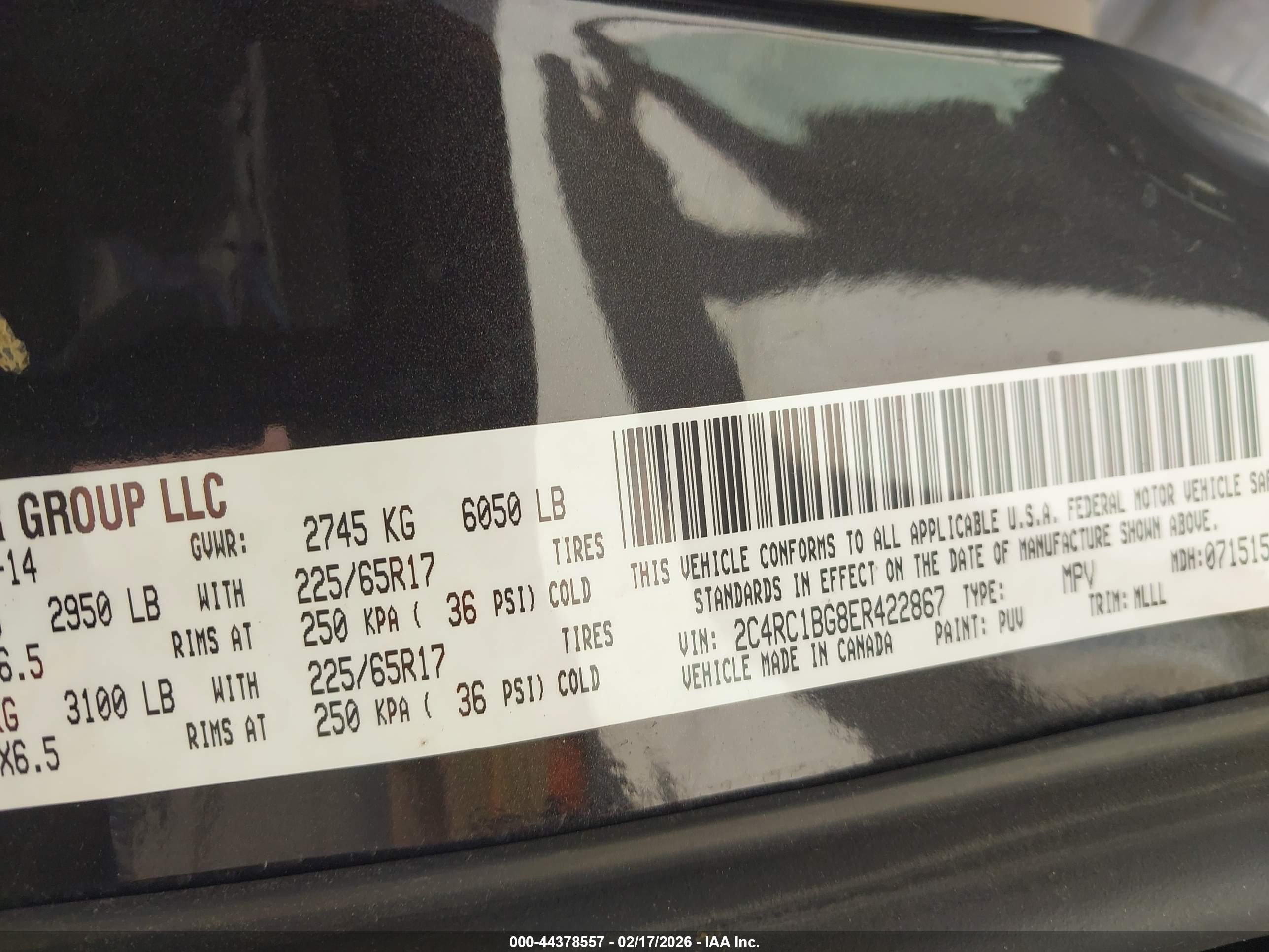 2014 Chrysler Town & Country Touring Black vin: 2C4RC1BG8ER422867