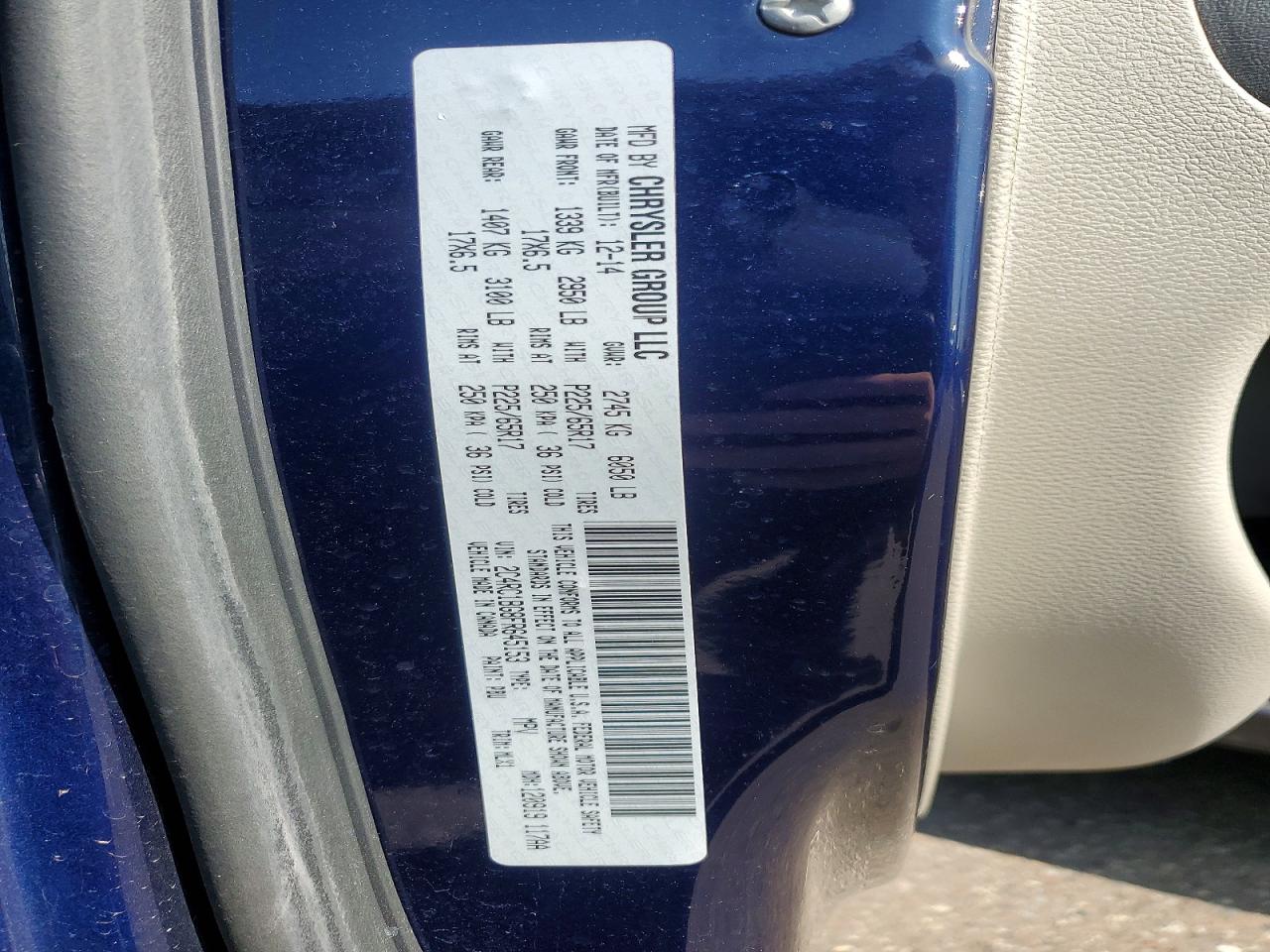 2015 Chrysler Town & Country Touring Blue vin: 2C4RC1BG8FR645153