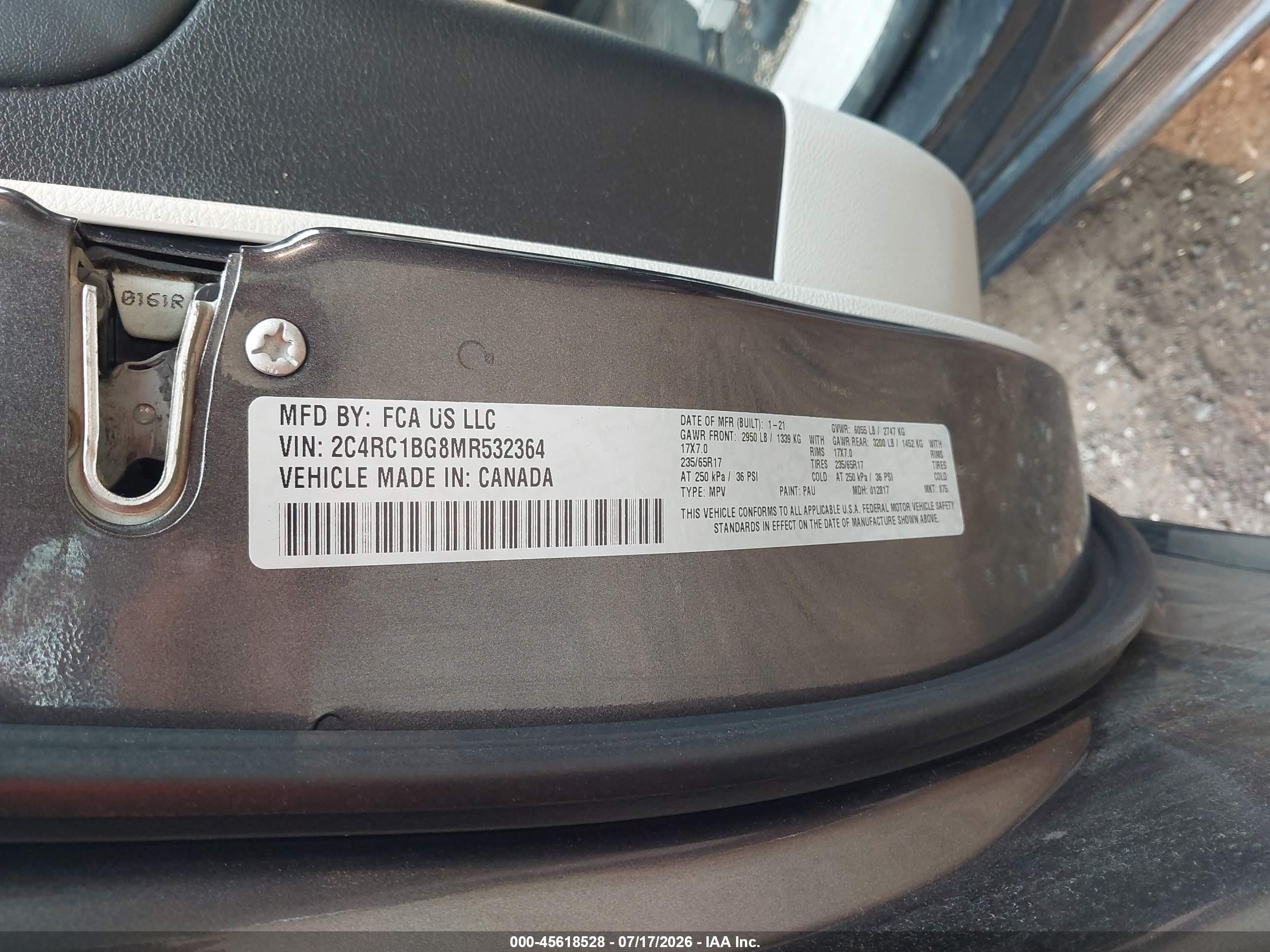 2021 Chrysler Pacifica Touring L Gray vin: 2C4RC1BG8MR532364