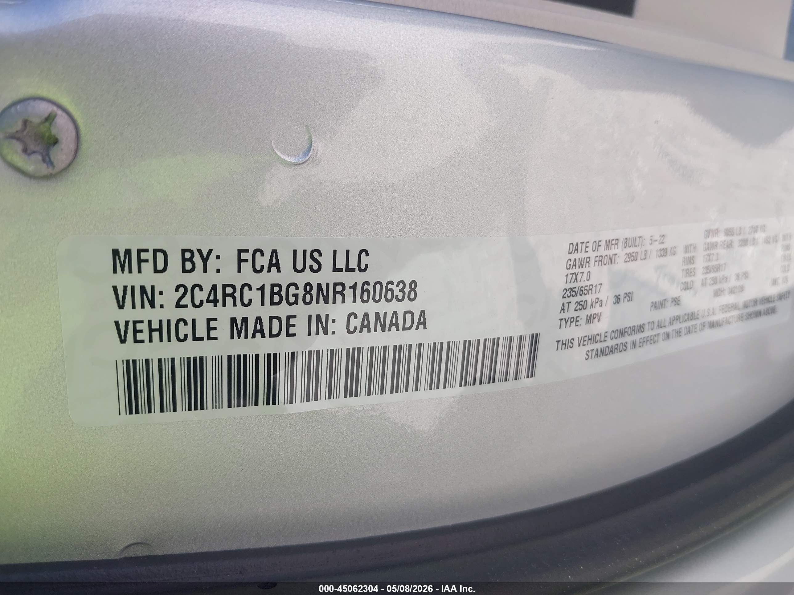 2022 Chrysler Pacifica Touring L Серебряный vin: 2C4RC1BG8NR160638