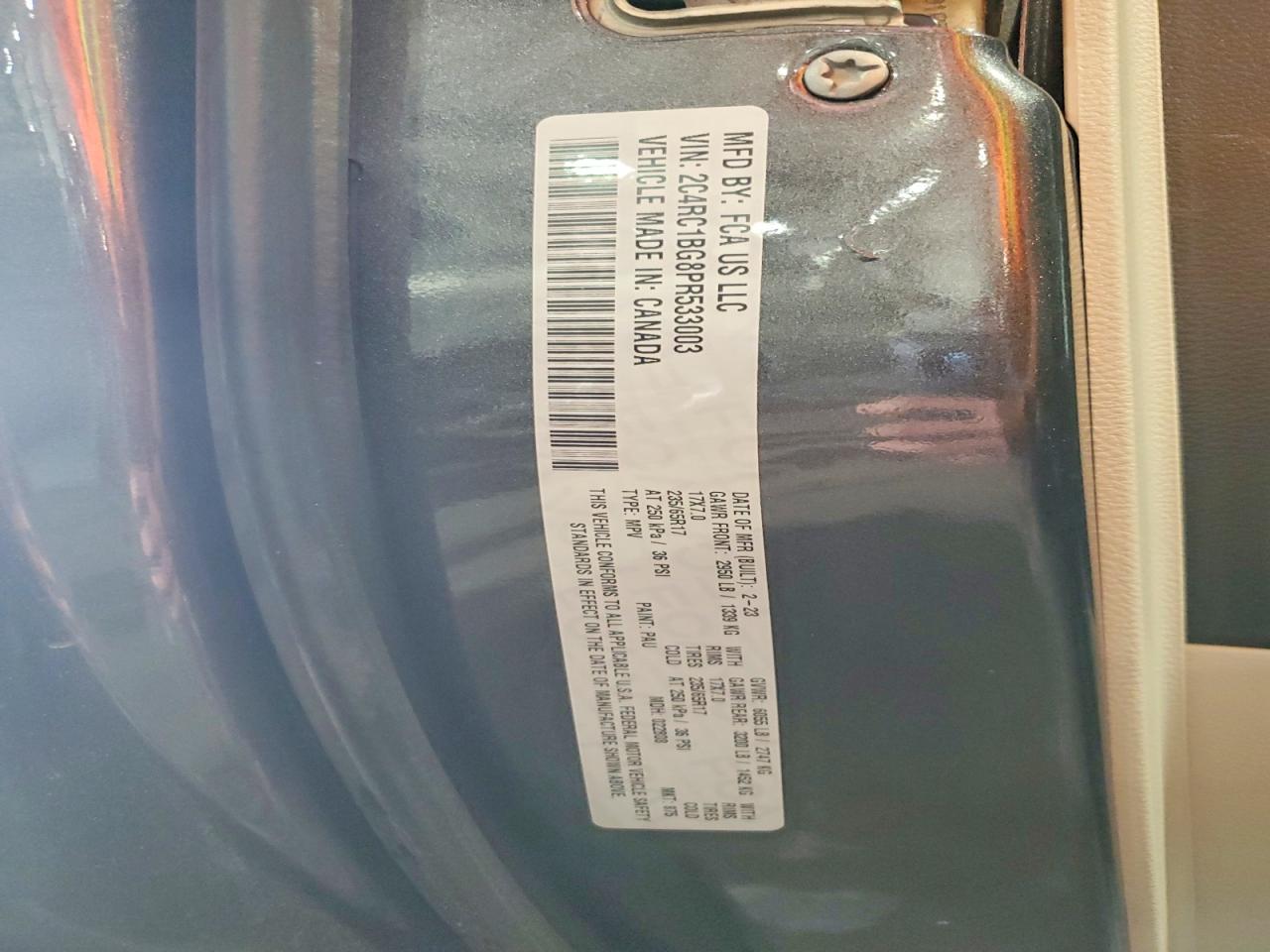 2023 Chrysler Pacifica Touring L Gray vin: 2C4RC1BG8PR533003