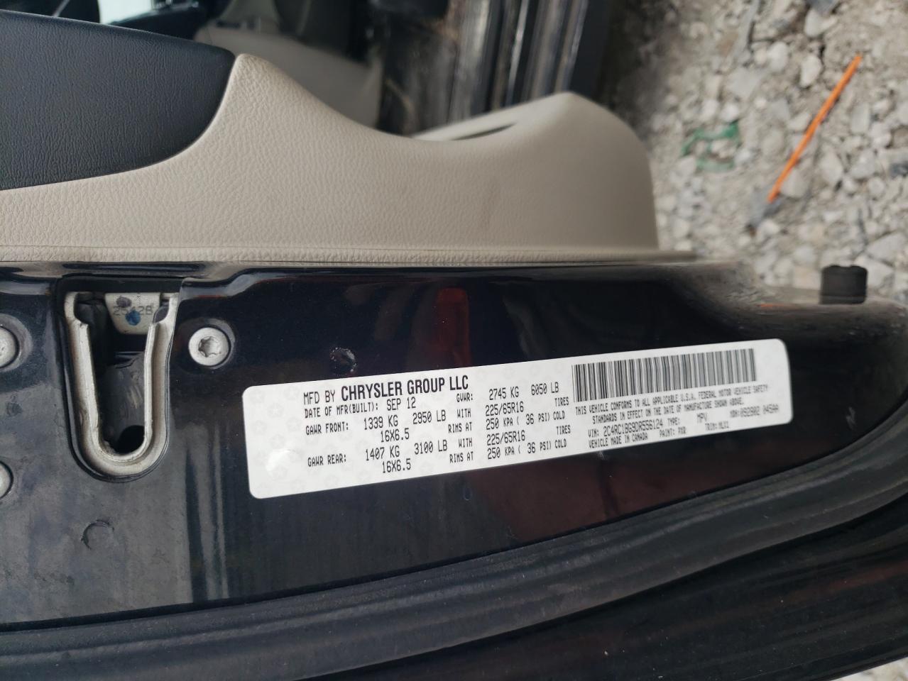 2013 Chrysler Town & Country Touring Black vin: 2C4RC1BG9DR556124