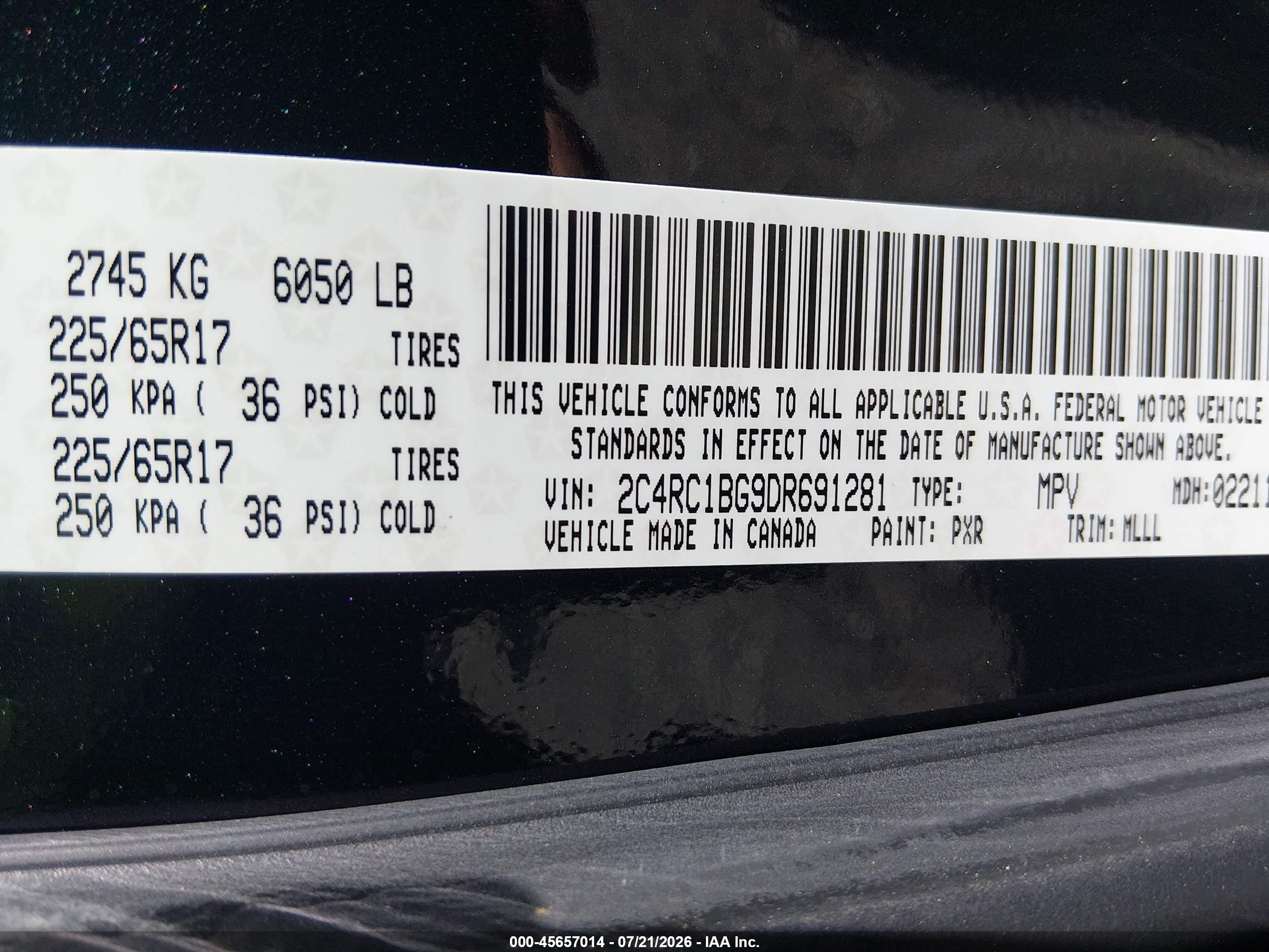 2013 Chrysler Town & Country Touring Black vin: 2C4RC1BG9DR691281