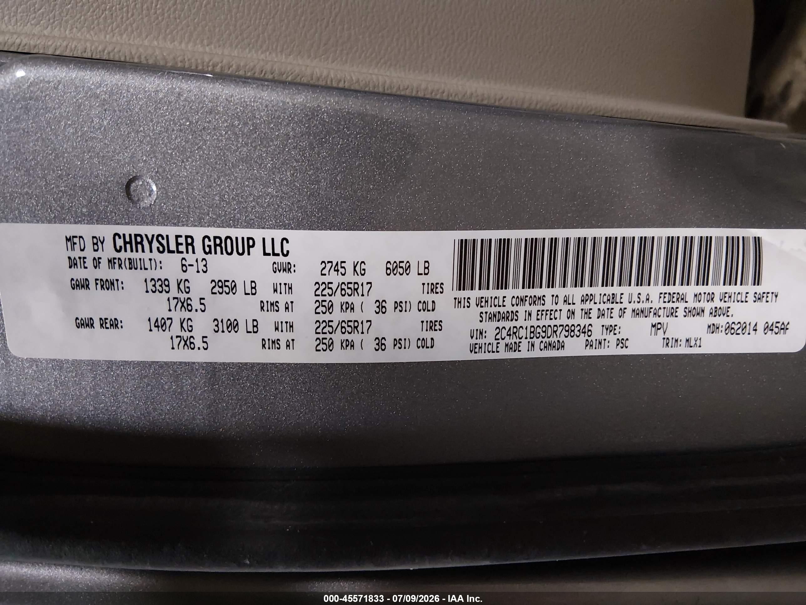 2013 Chrysler Town & Country Touring Silver vin: 2C4RC1BG9DR798346