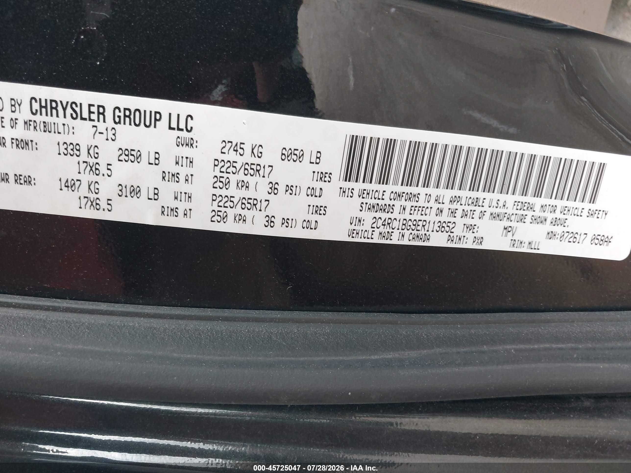 2014 Chrysler Town & Country Touring Черный vin: 2C4RC1BG9ER113652