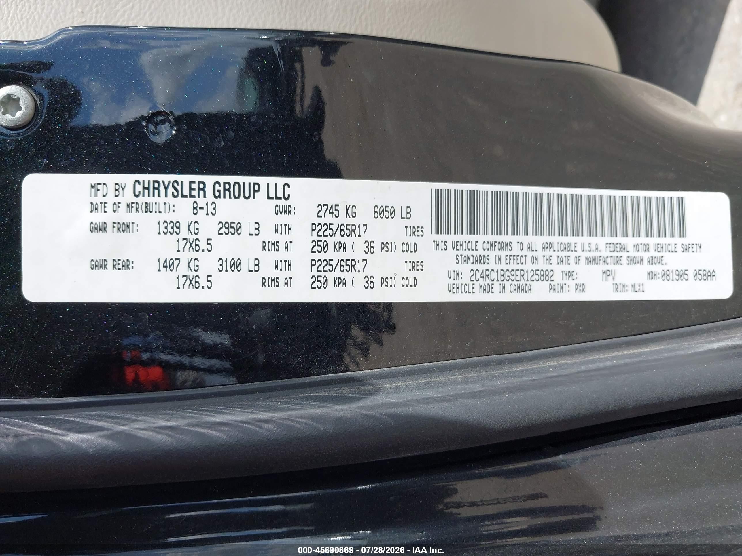 2014 Chrysler Town & Country Touring Серый vin: 2C4RC1BG9ER125882