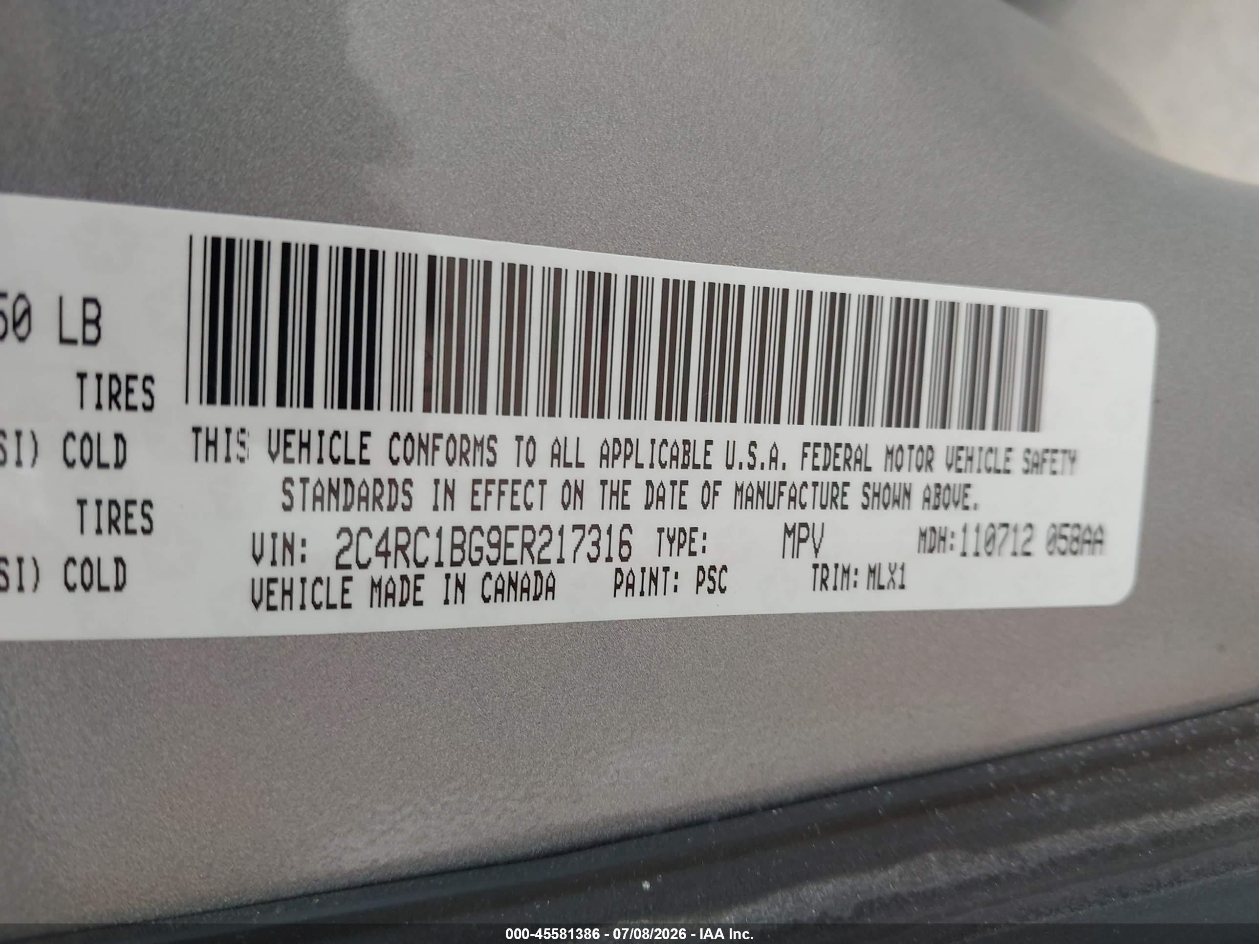 2014 Chrysler Town & Country Touring Серебряный vin: 2C4RC1BG9ER217316