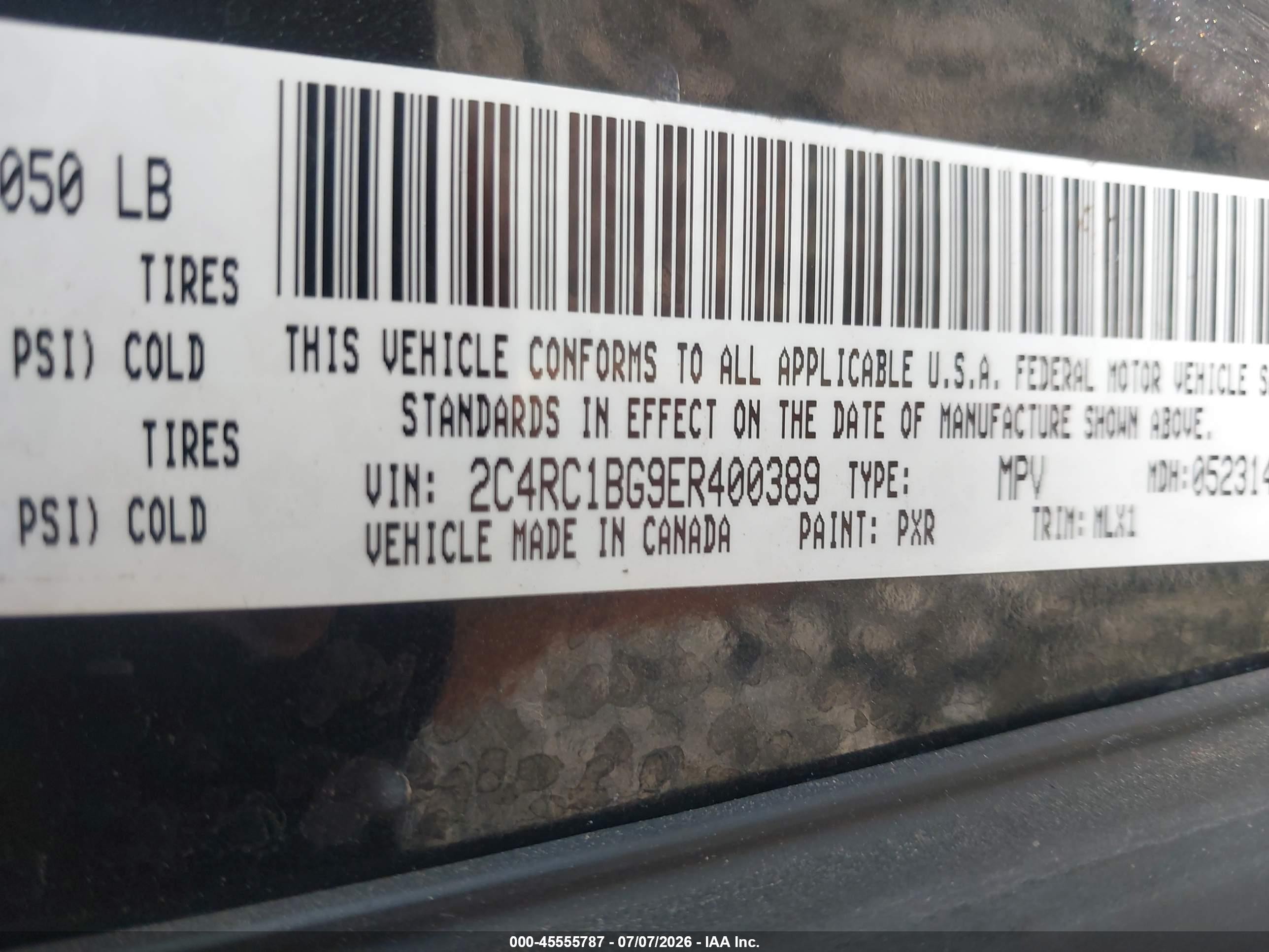 2014 Chrysler Town & Country Touring Black vin: 2C4RC1BG9ER400389