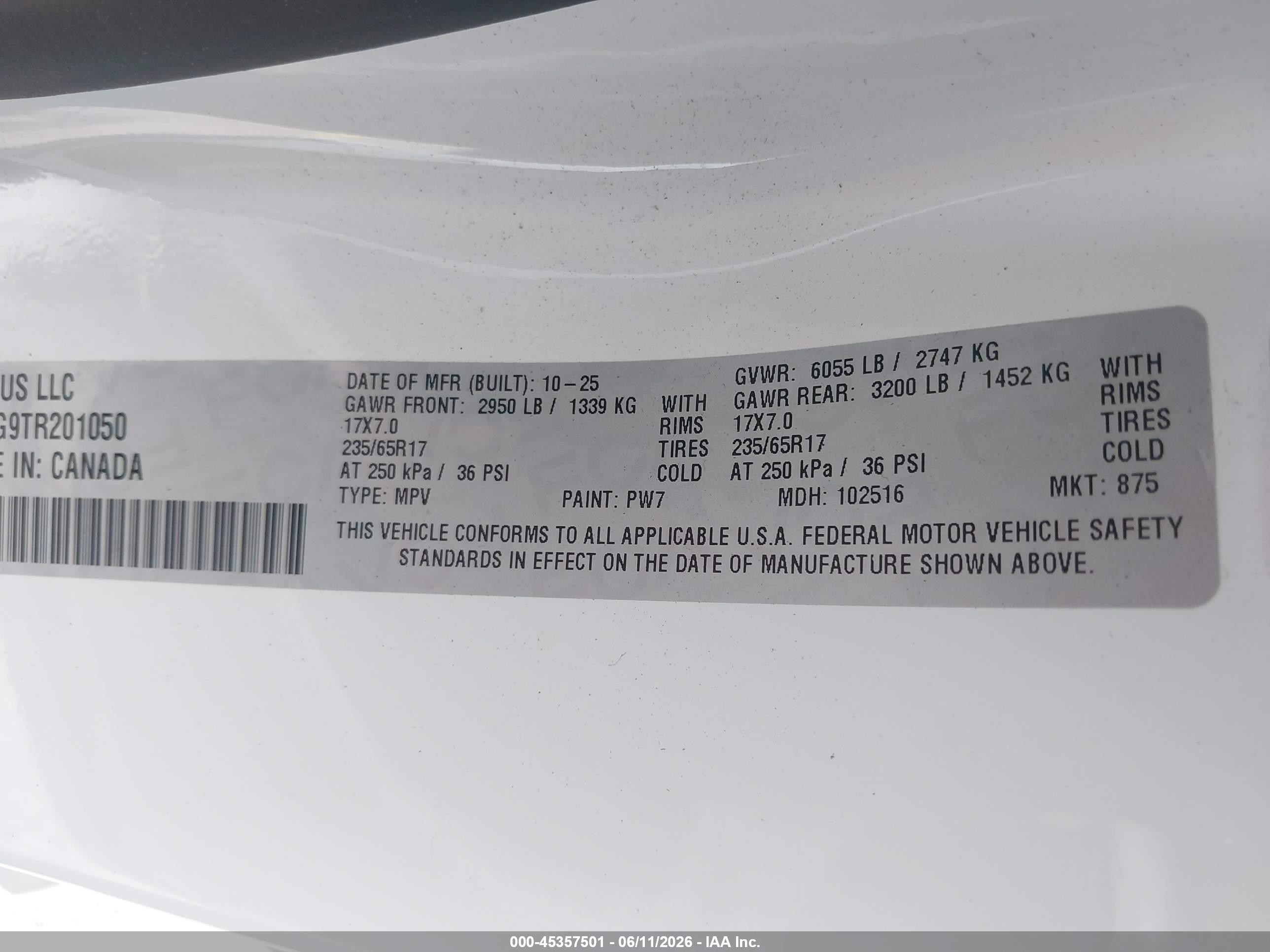 2026 Chrysler Pacifica Select White vin: 2C4RC1BG9TR201050