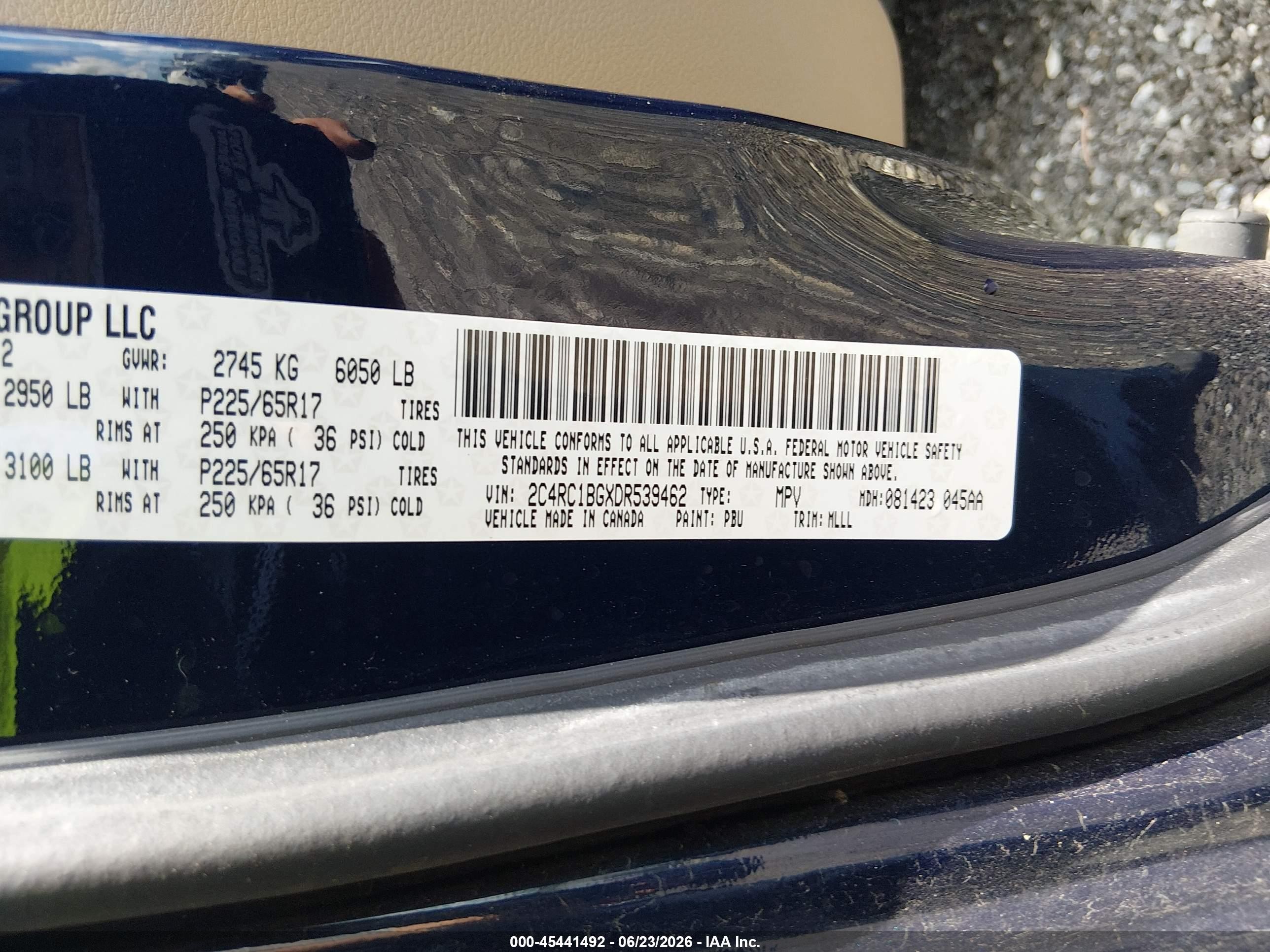 2013 Chrysler Town & Country Touring Blue vin: 2C4RC1BGXDR539462