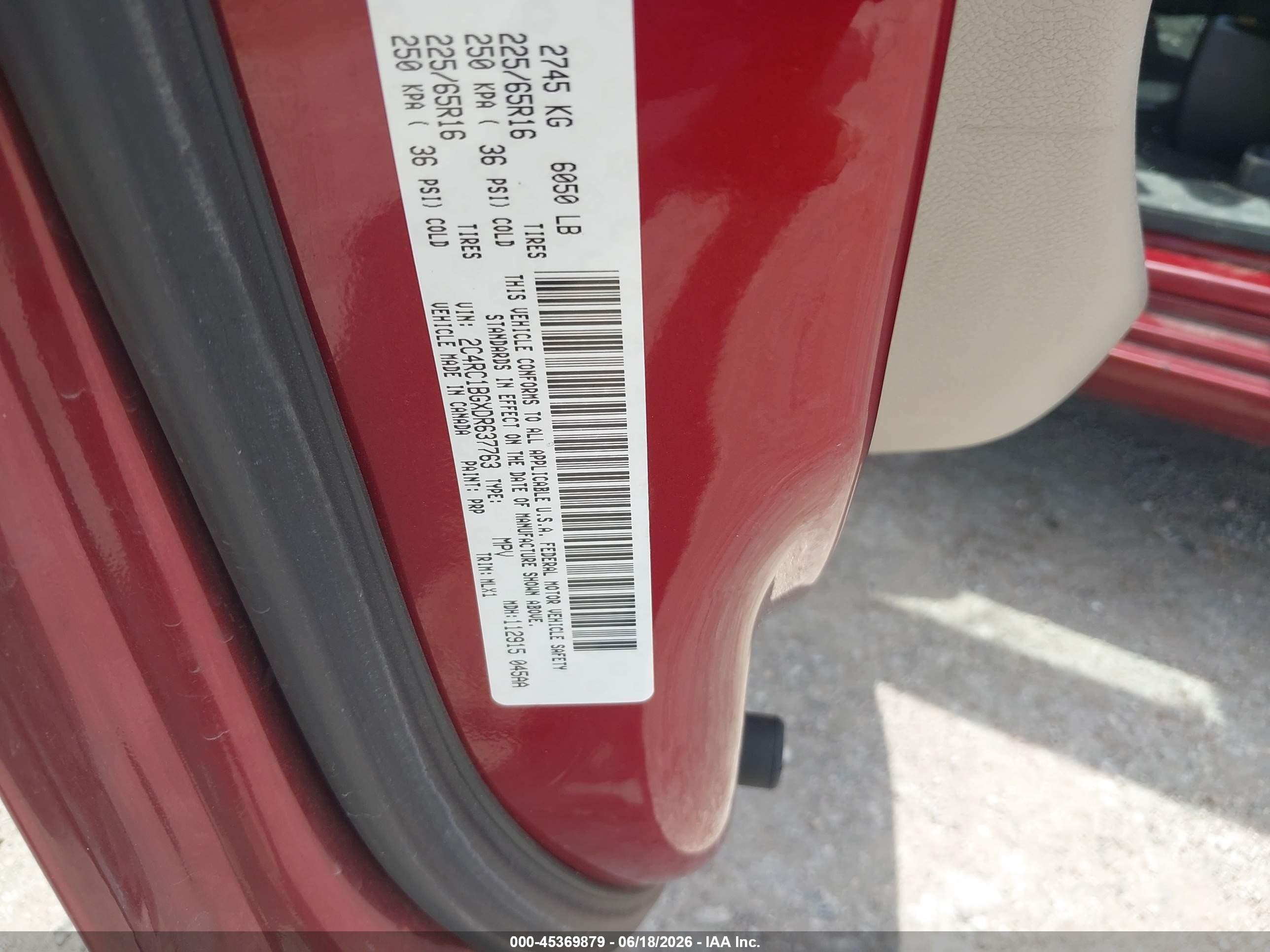 2013 Chrysler Town & Country Touring Red vin: 2C4RC1BGXDR637763