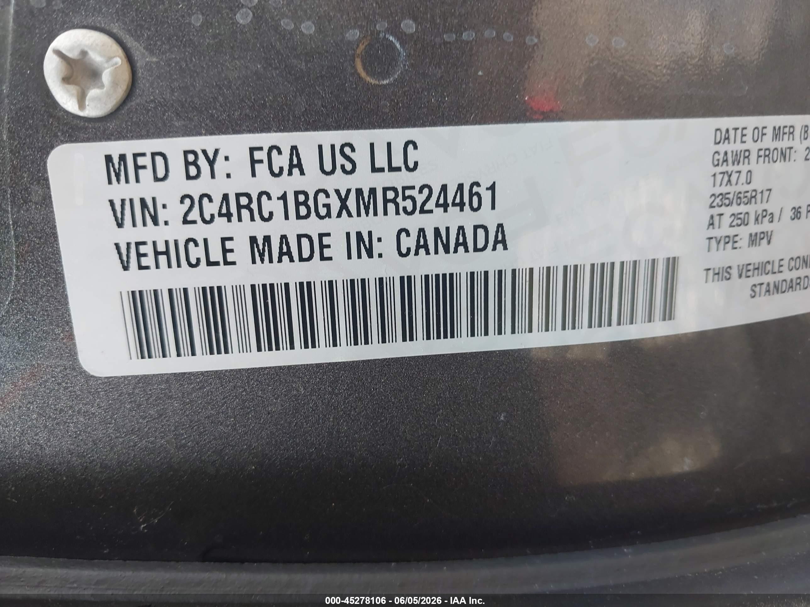 2021 Chrysler Pacifica Touring L Gray vin: 2C4RC1BGXMR524461