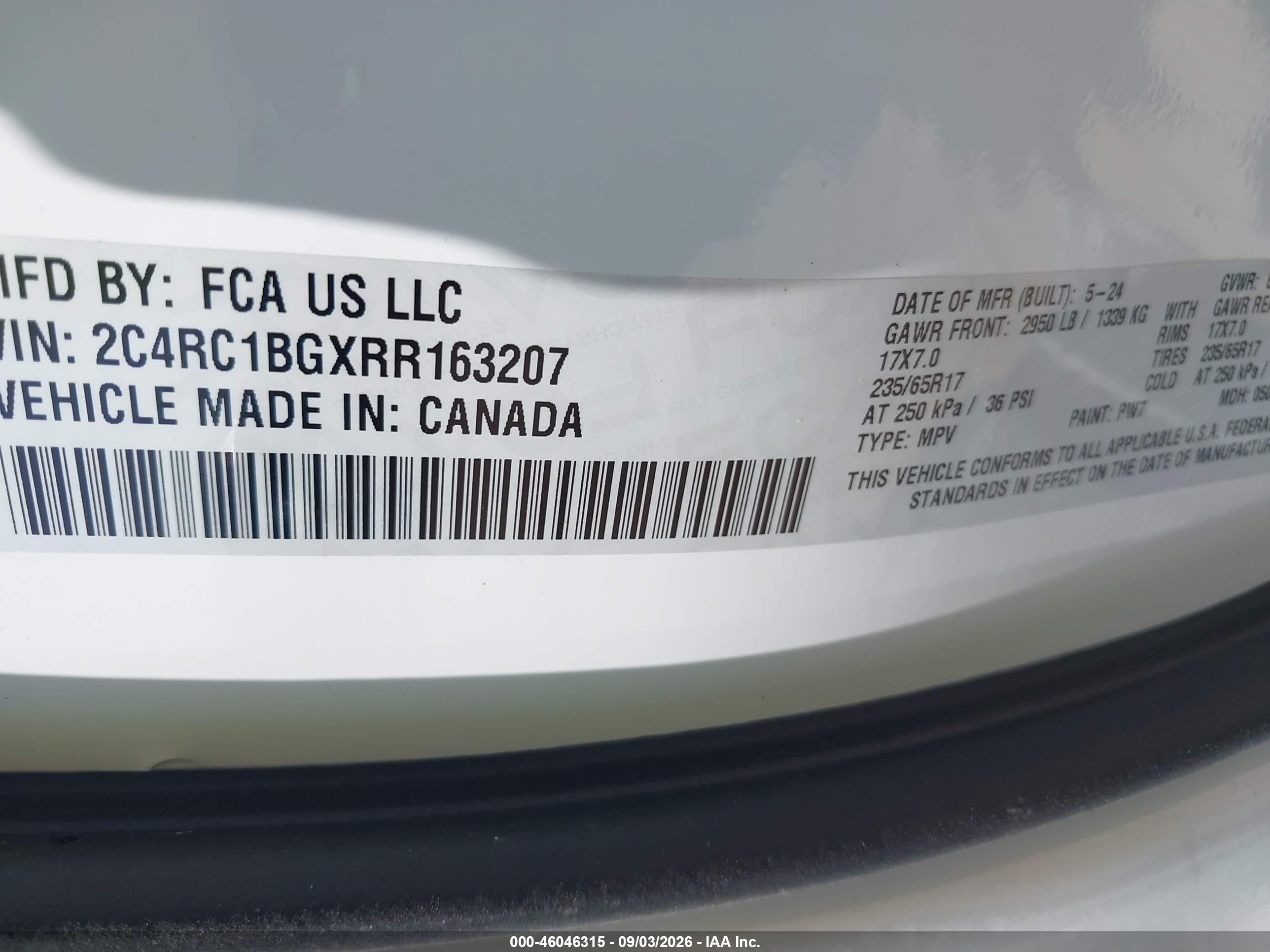 2024 Chrysler Pacifica Touring L White vin: 2C4RC1BGXRR163207