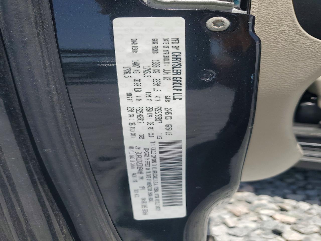 2012 Chrysler Town & Country Touring L Black vin: 2C4RC1CG0CR384000