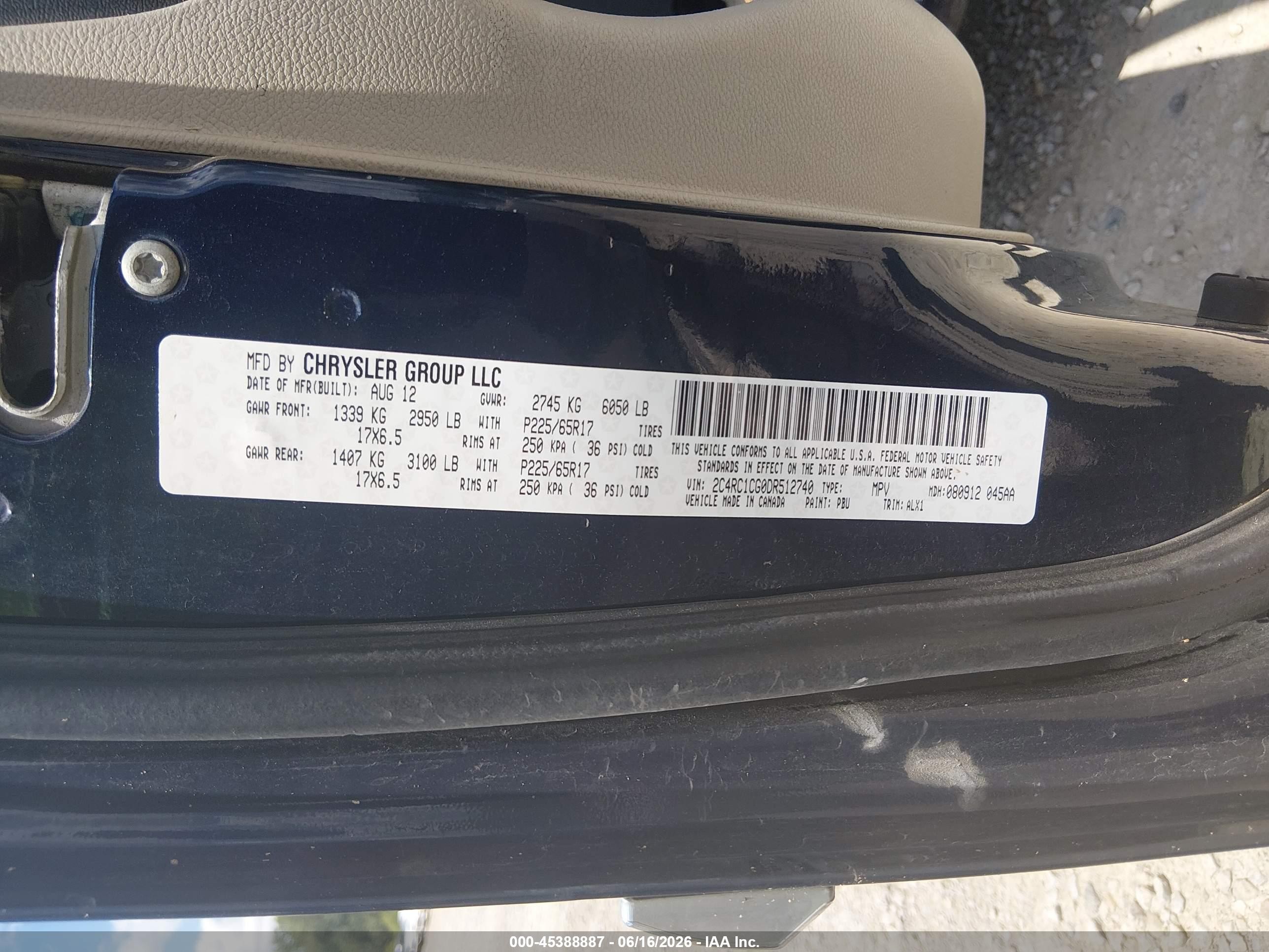 2013 Chrysler Town & Country Touring-l Black vin: 2C4RC1CG0DR512740