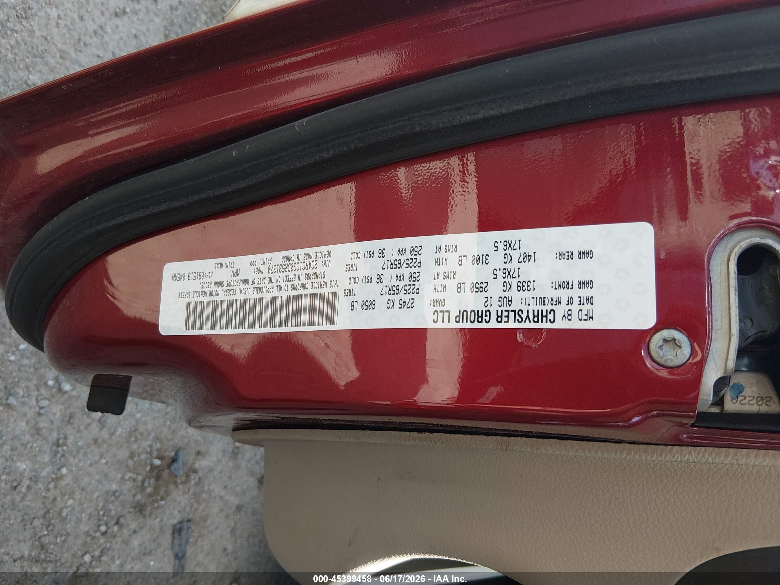 2013 Chrysler Town & Country Touring-l Red vin: 2C4RC1CG0DR531370
