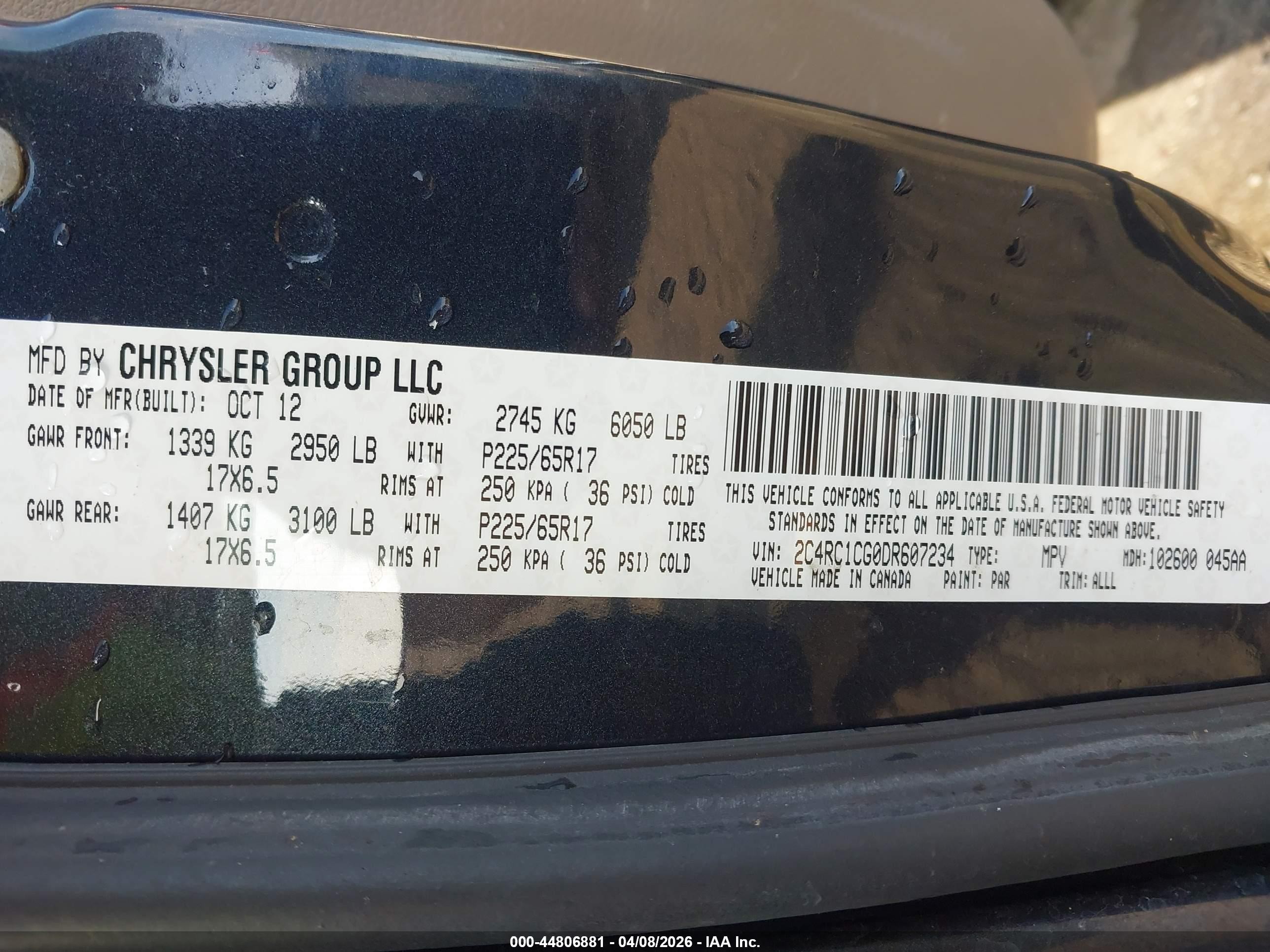 2013 Chrysler Town & Country Touring-l Серый vin: 2C4RC1CG0DR607234