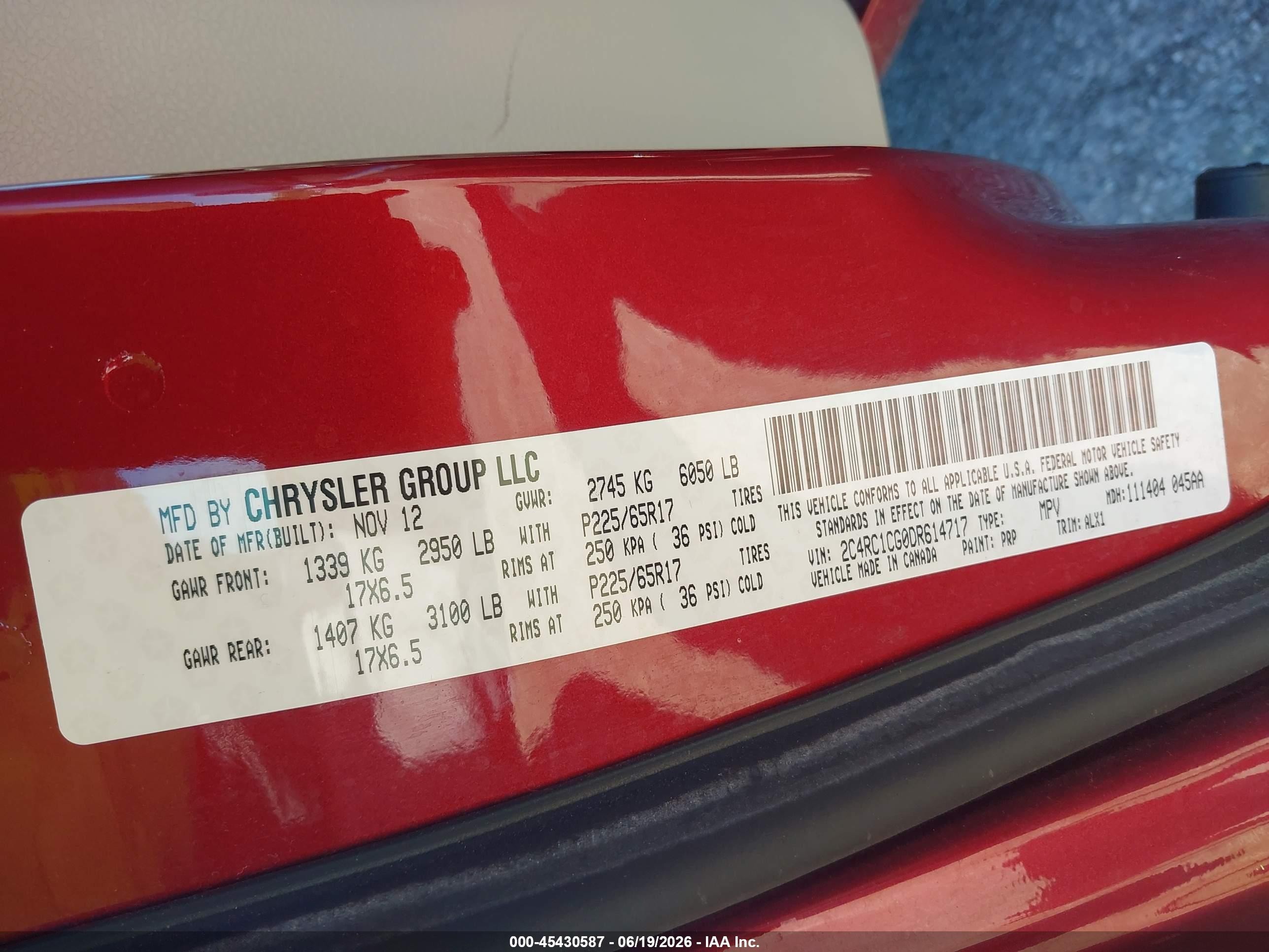 2013 Chrysler Town & Country Touring-l Бордовый vin: 2C4RC1CG0DR614717