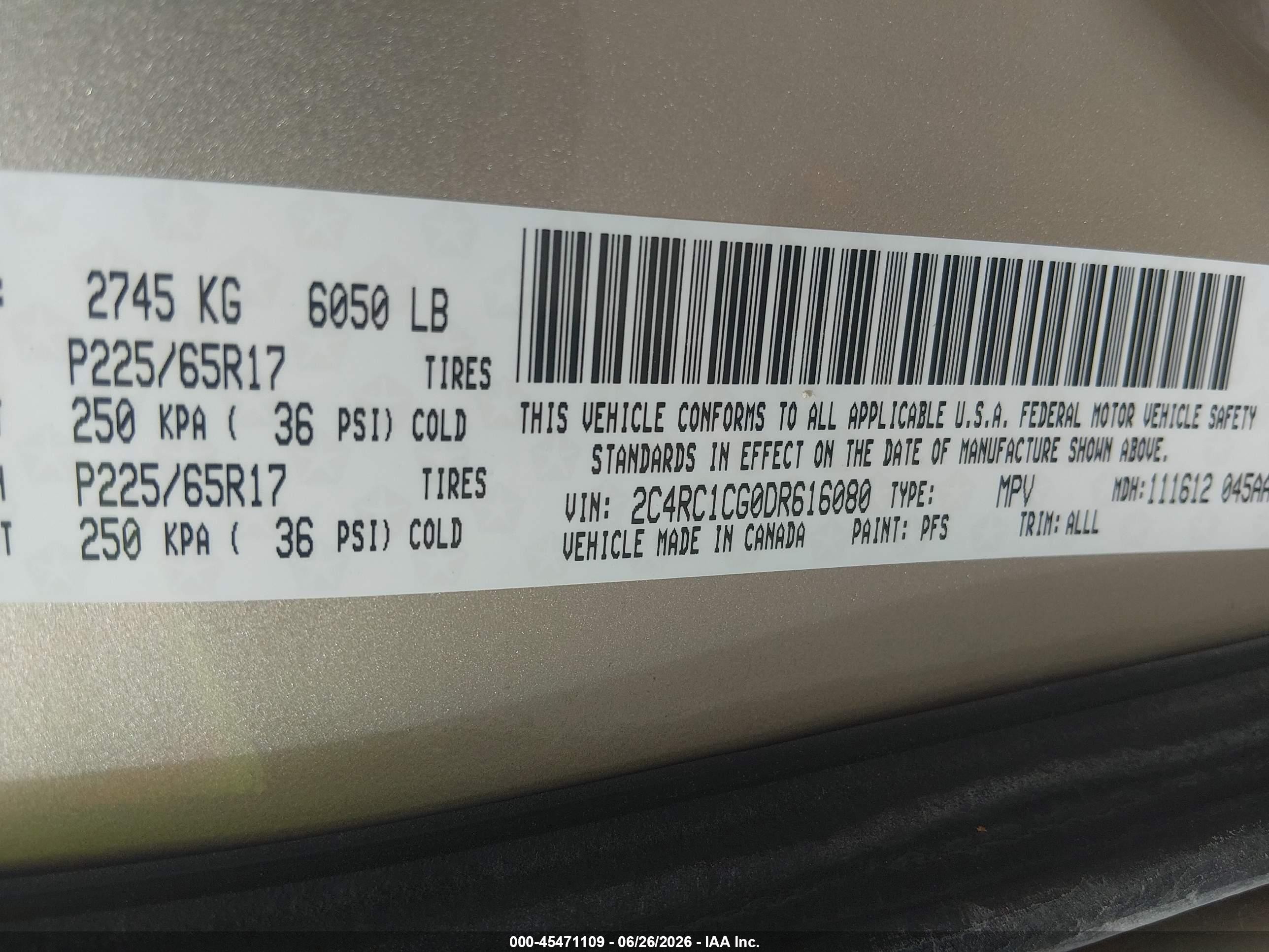 2013 Chrysler Town & Country Touring-l Gold vin: 2C4RC1CG0DR616080