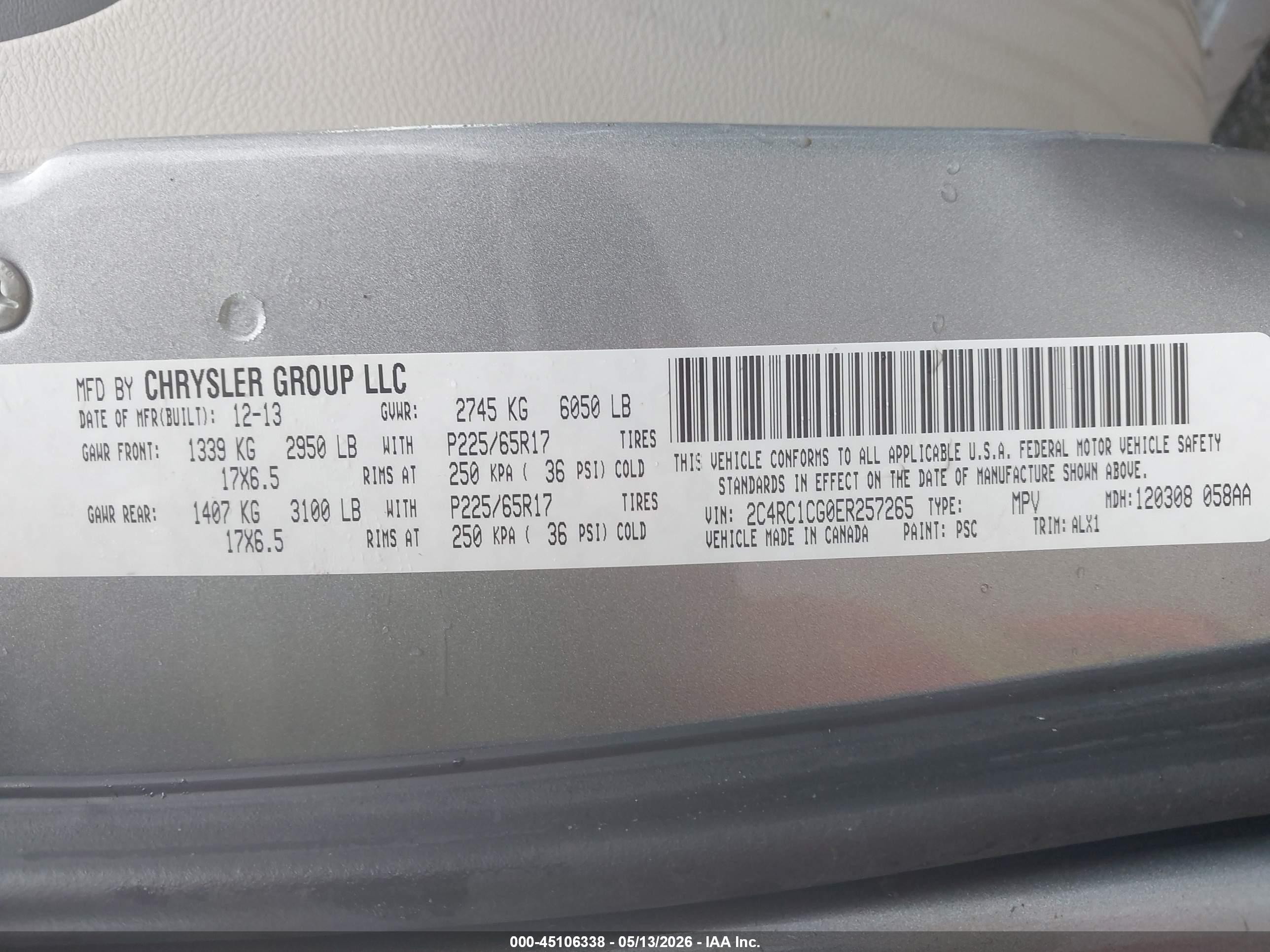 2014 Chrysler Town & Country Touring-l Серебряный vin: 2C4RC1CG0ER257265