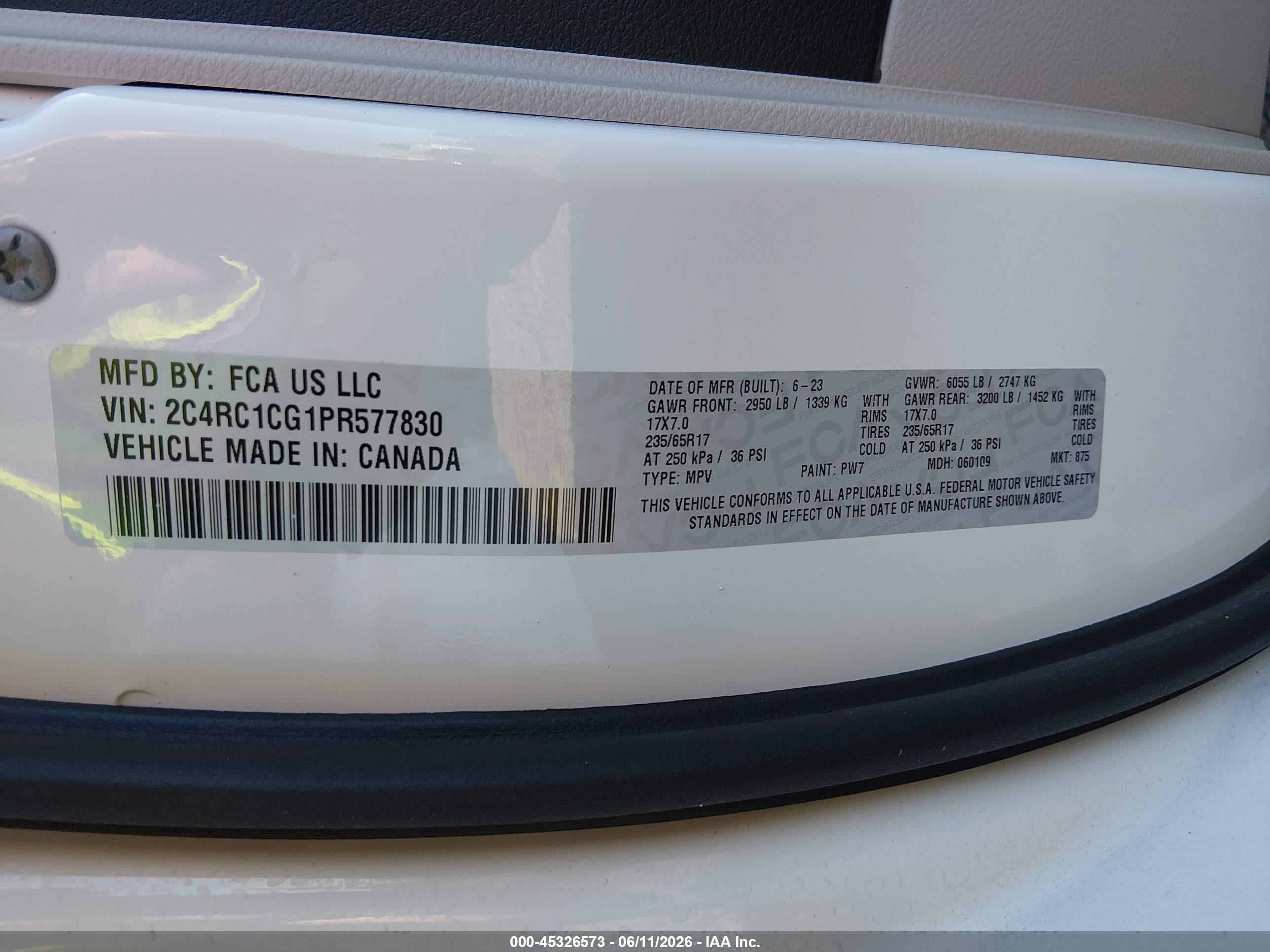 2023 Chrysler Voyager Lx White vin: 2C4RC1CG1PR577830