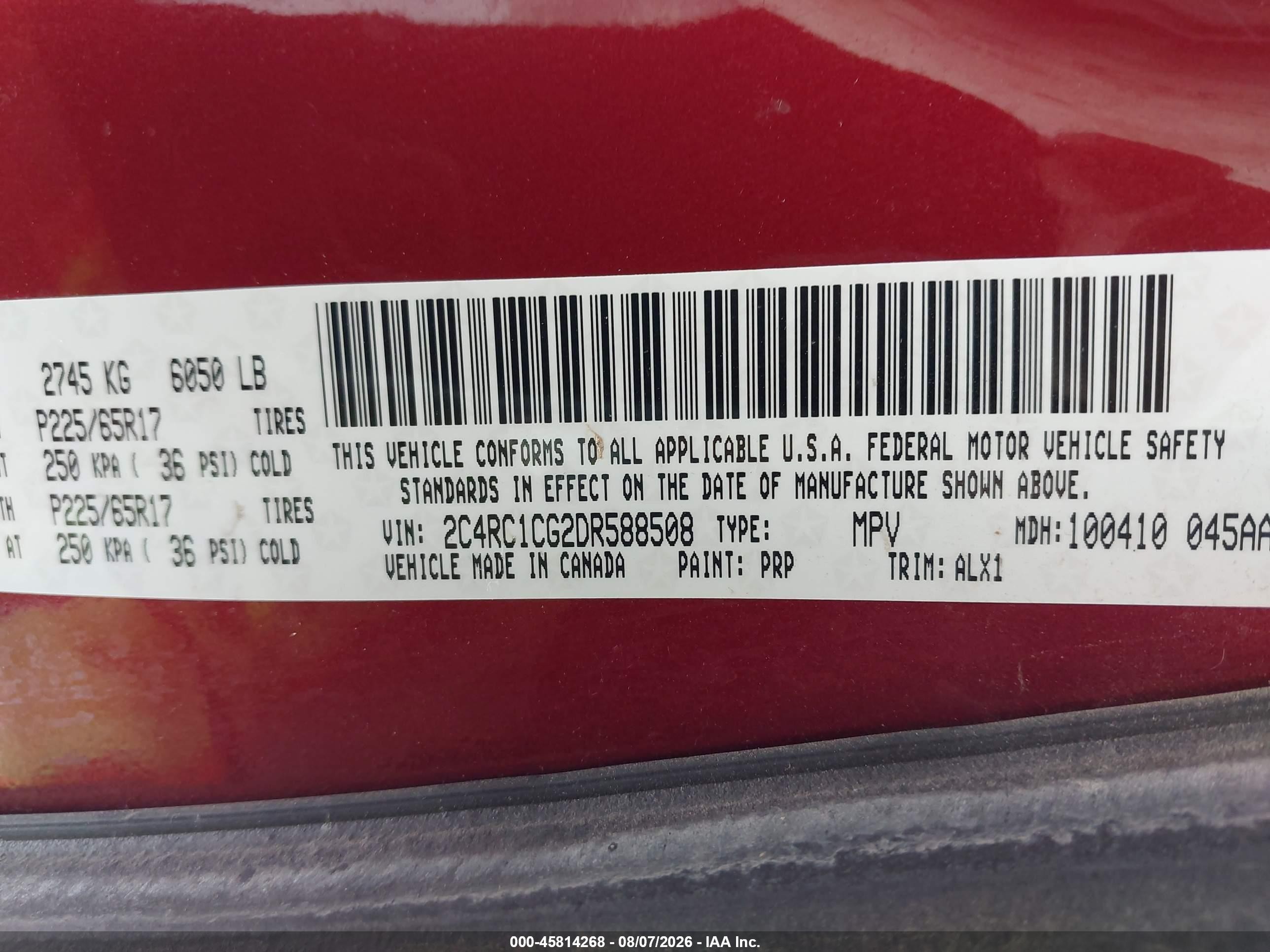 2013 Chrysler Town & Country Touring-l Red vin: 2C4RC1CG2DR588508