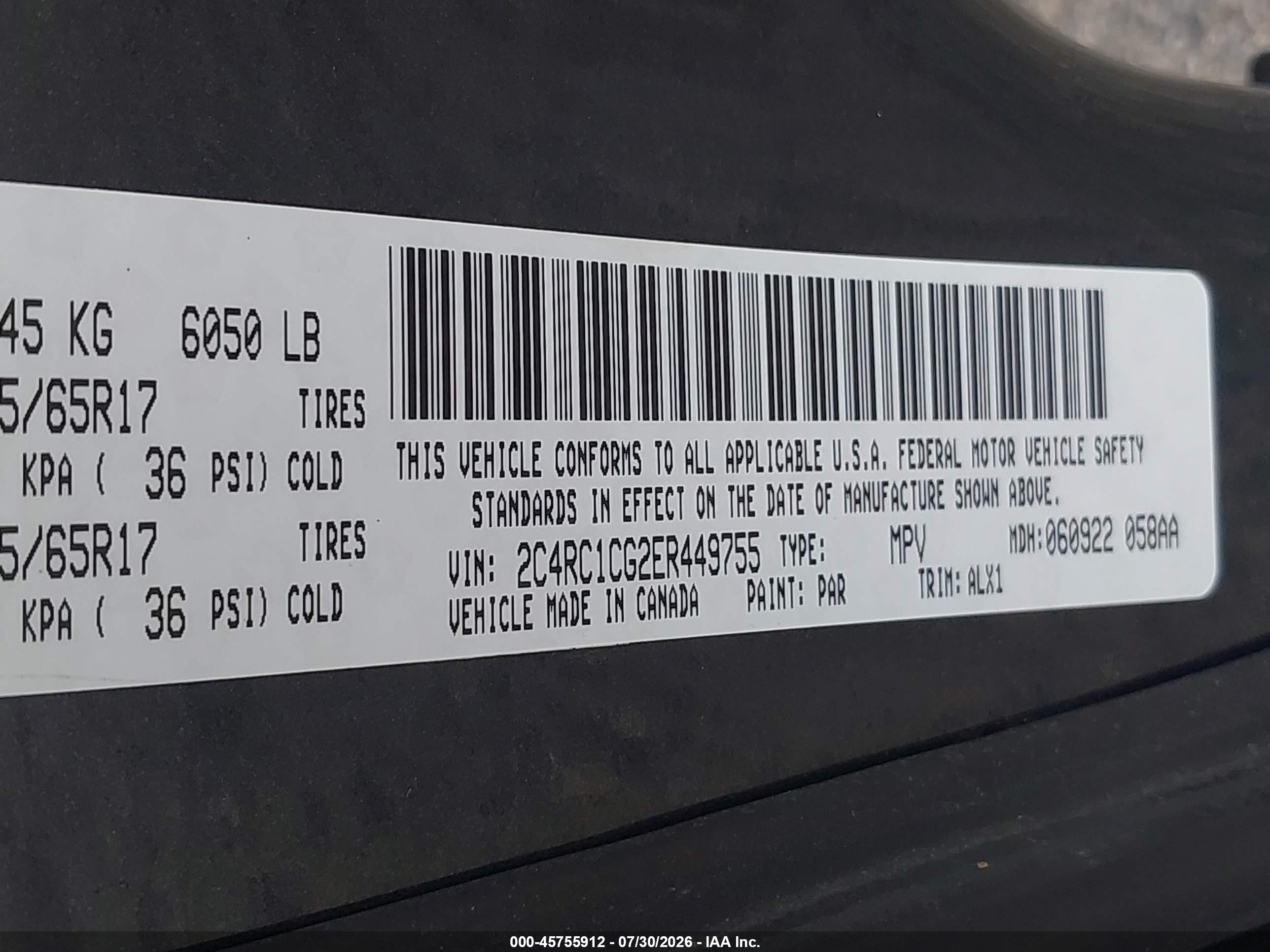2014 Chrysler Town & Country Touring-l Black vin: 2C4RC1CG2ER449755
