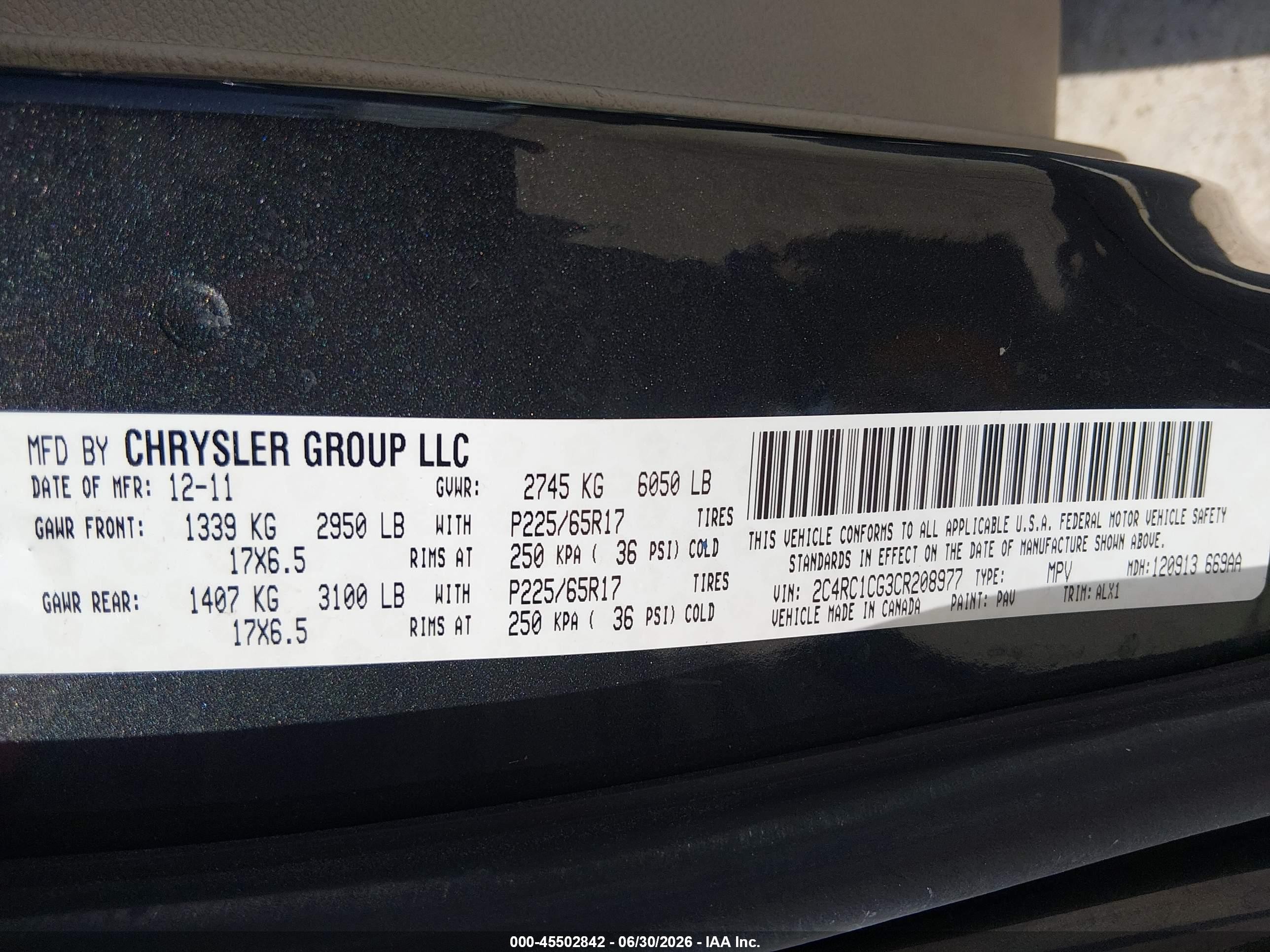2012 Chrysler Town & Country Touring-l Gray vin: 2C4RC1CG3CR208977