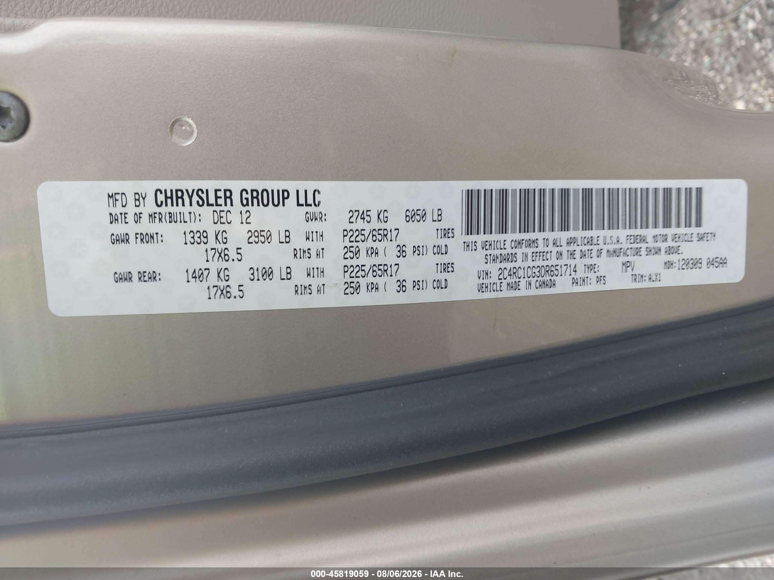 2013 Chrysler Town & Country Touring-l Gold vin: 2C4RC1CG3DR651714