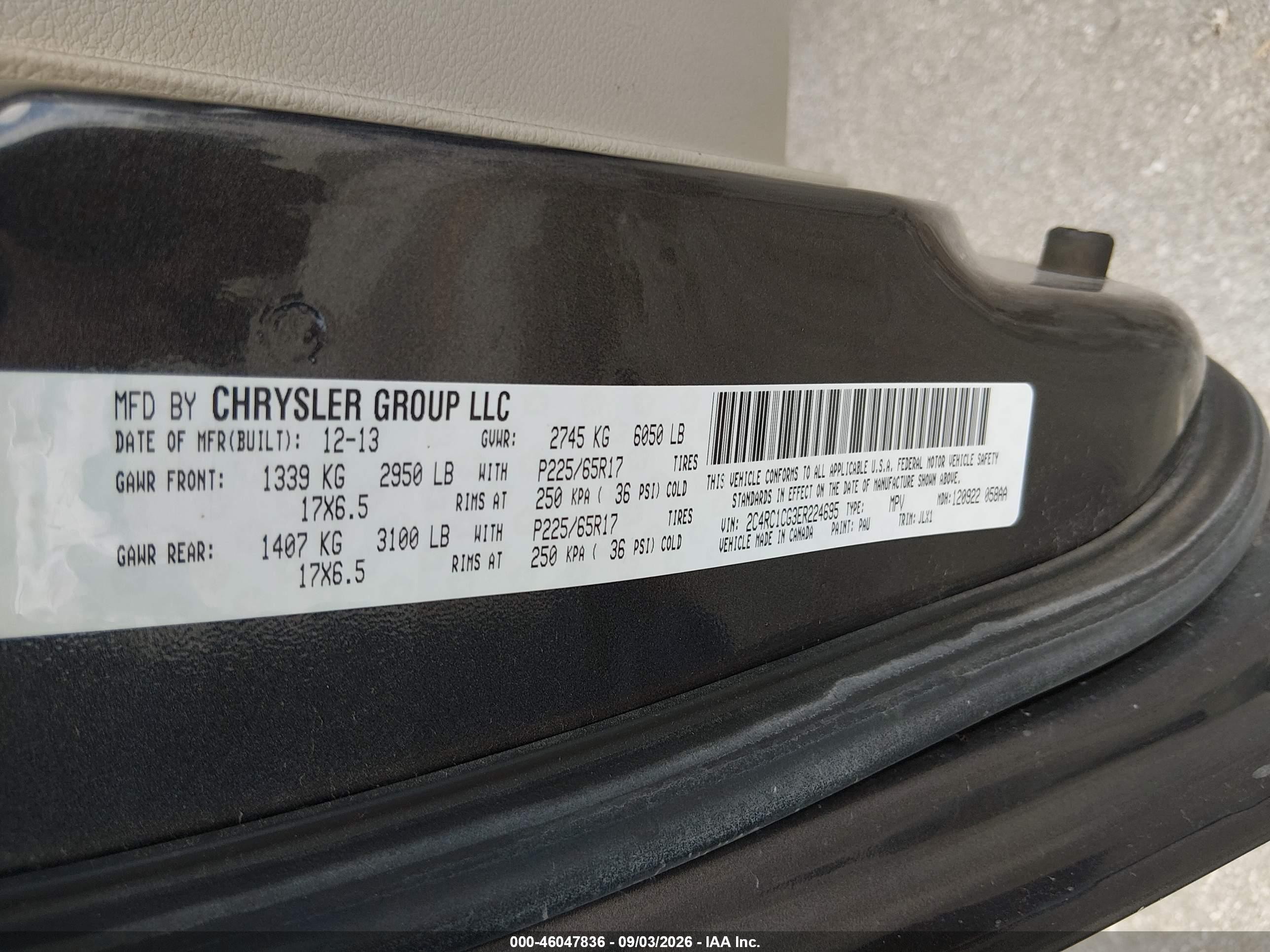 2014 Chrysler Town & Country Touring-l 30th Anniversary Beige vin: 2C4RC1CG3ER224695
