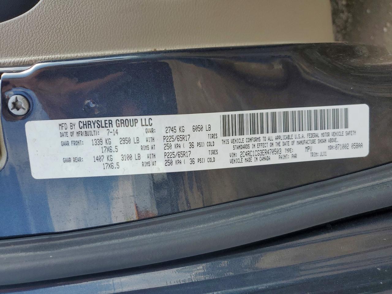 2014 Chrysler Town & Country Touring L Blue vin: 2C4RC1CG3ER470503
