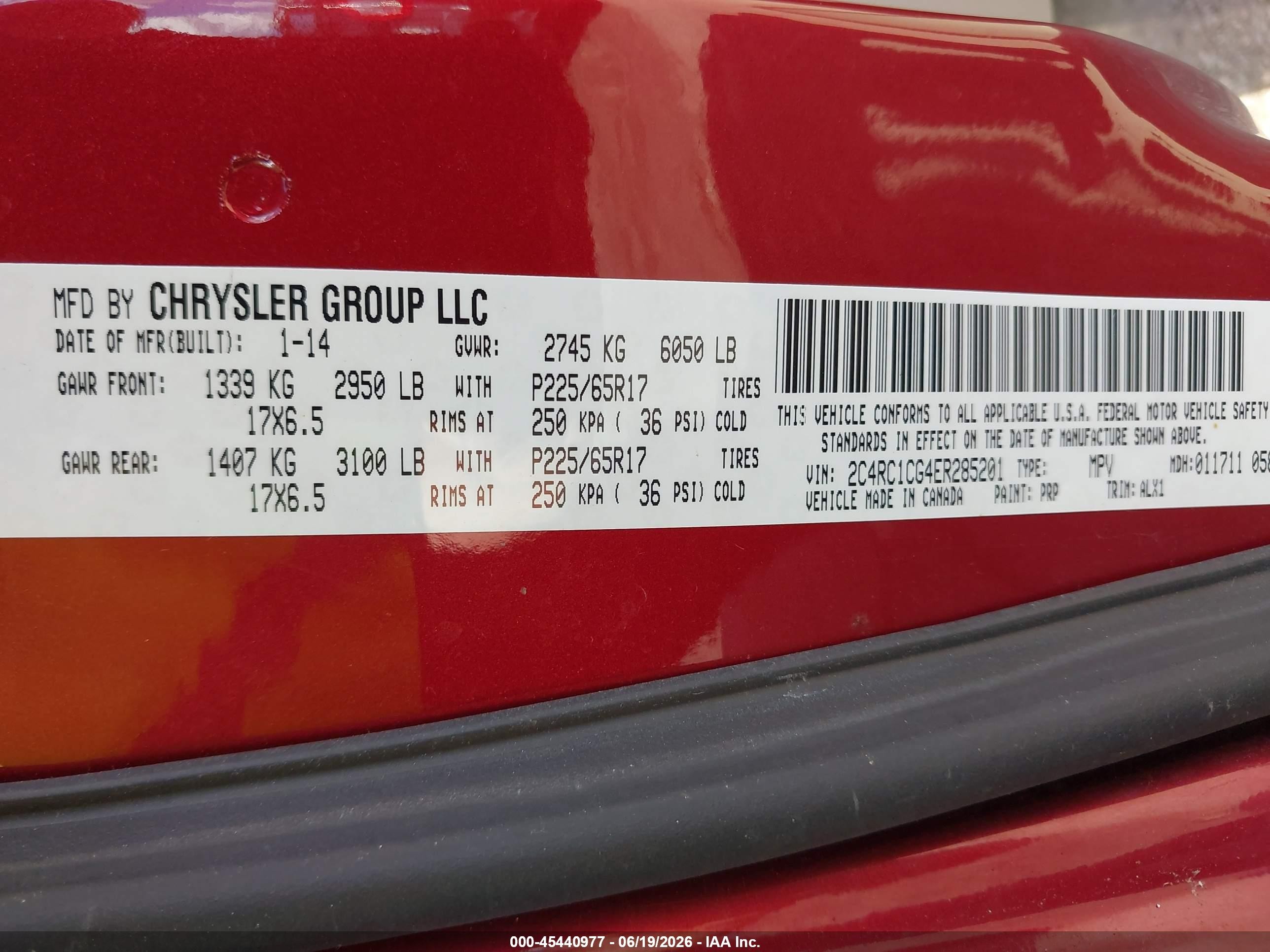 2014 Chrysler Town & Country Touring-l Красный vin: 2C4RC1CG4ER285201