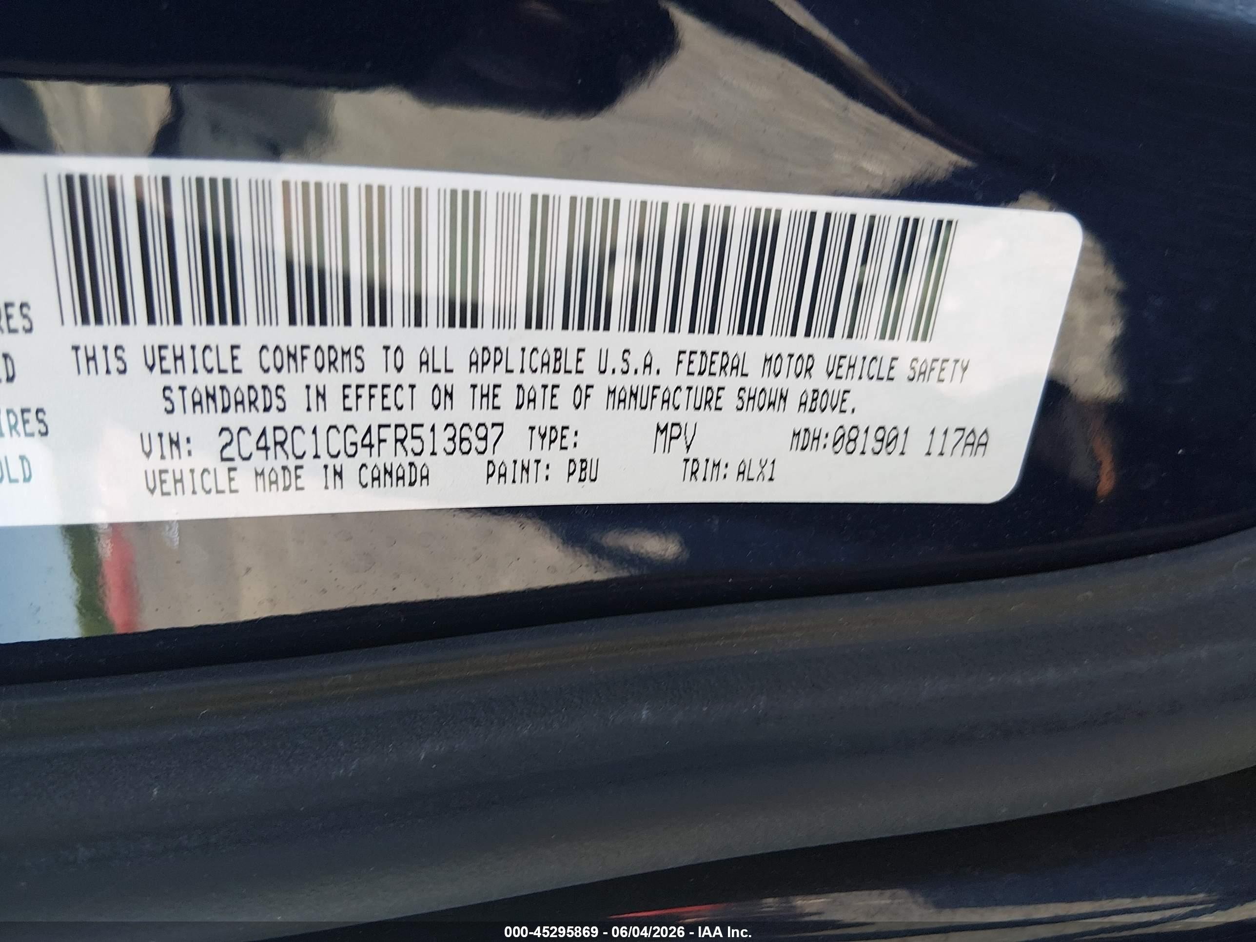 2015 Chrysler Town & Country Touring-l Blue vin: 2C4RC1CG4FR513697