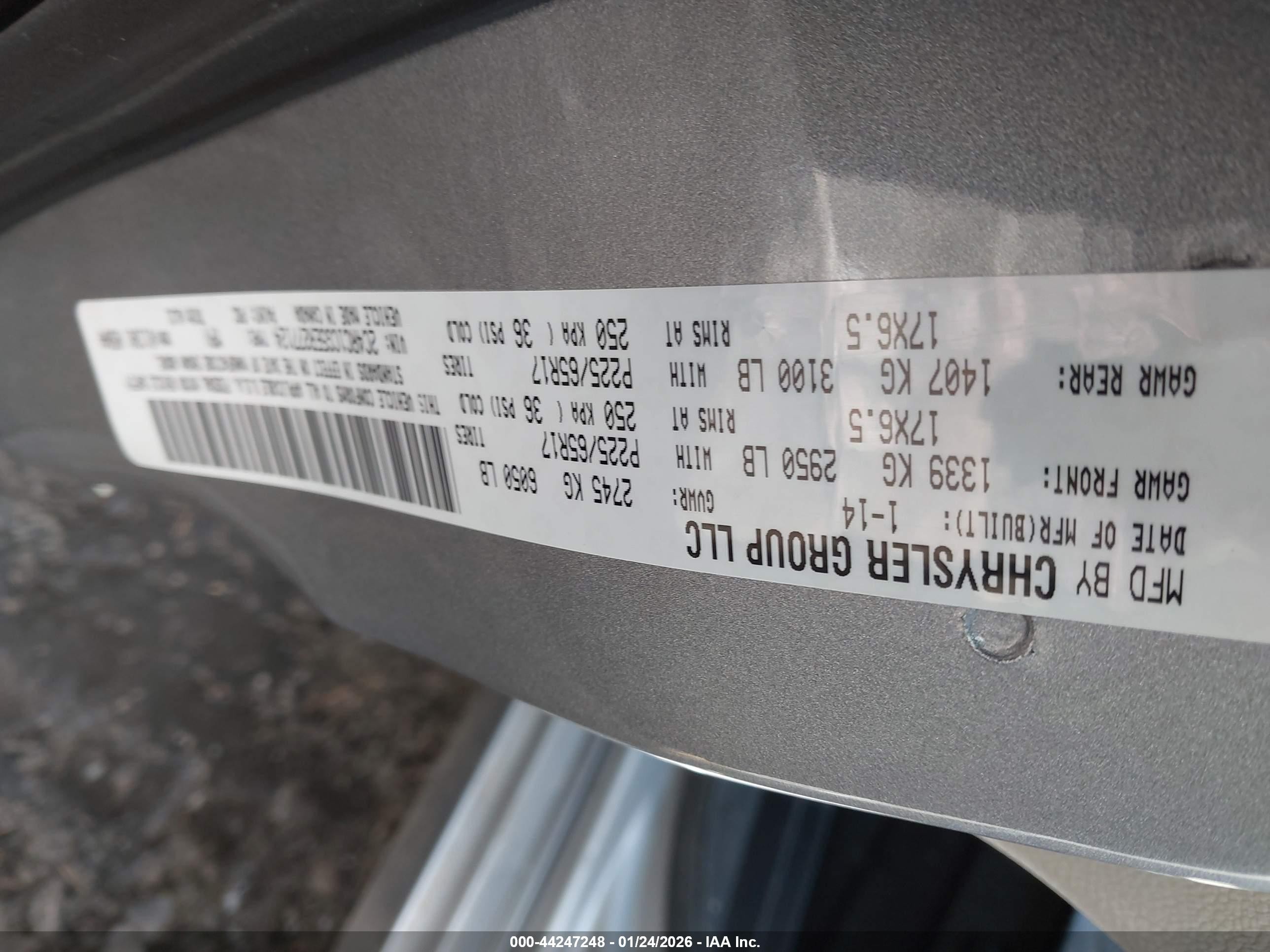 2014 Chrysler Town & Country Touring-l Gray vin: 2C4RC1CG5ER277124