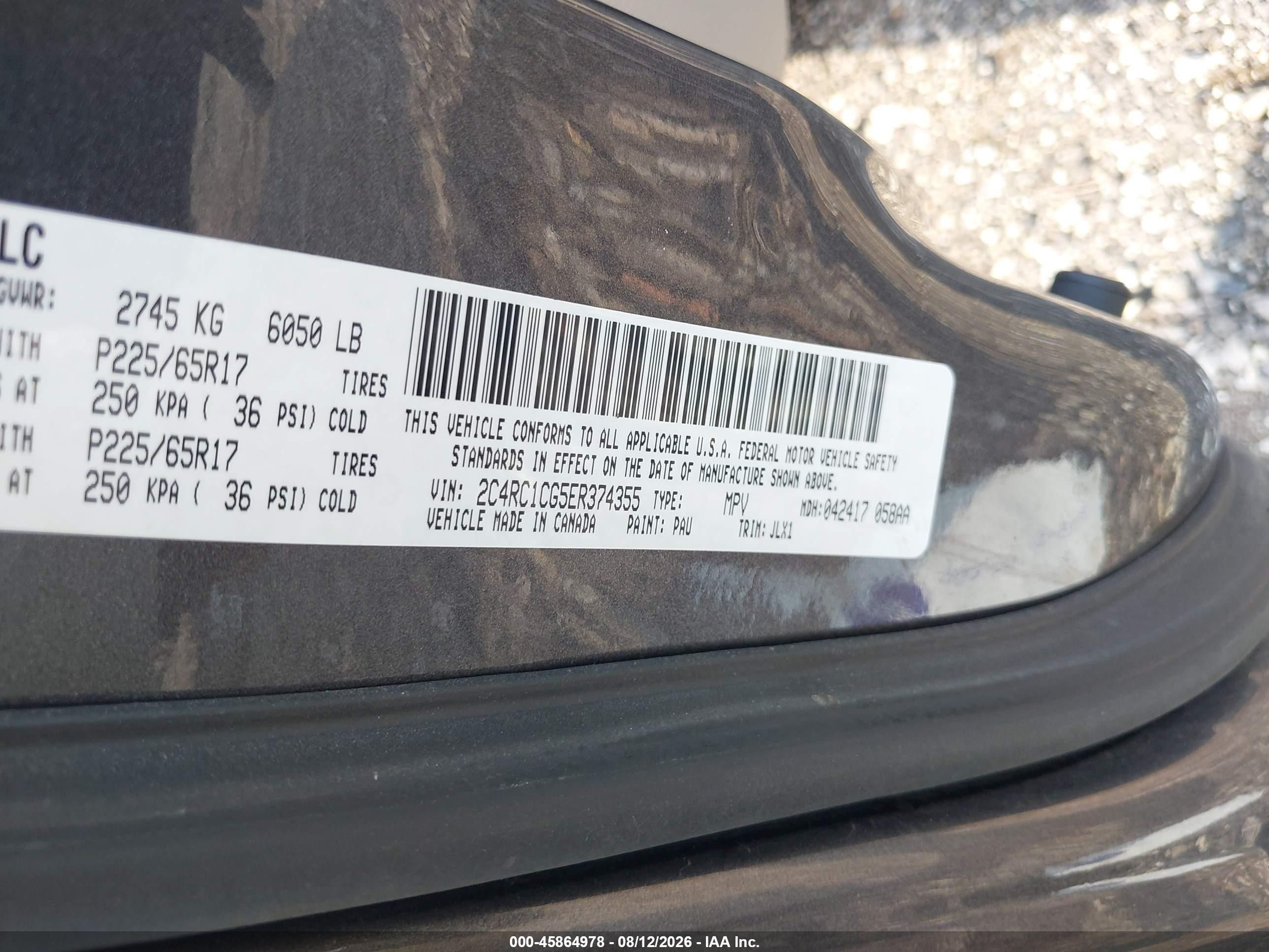 2014 Chrysler Town & Country Touring-l 30th Anniversary Gray vin: 2C4RC1CG5ER374355