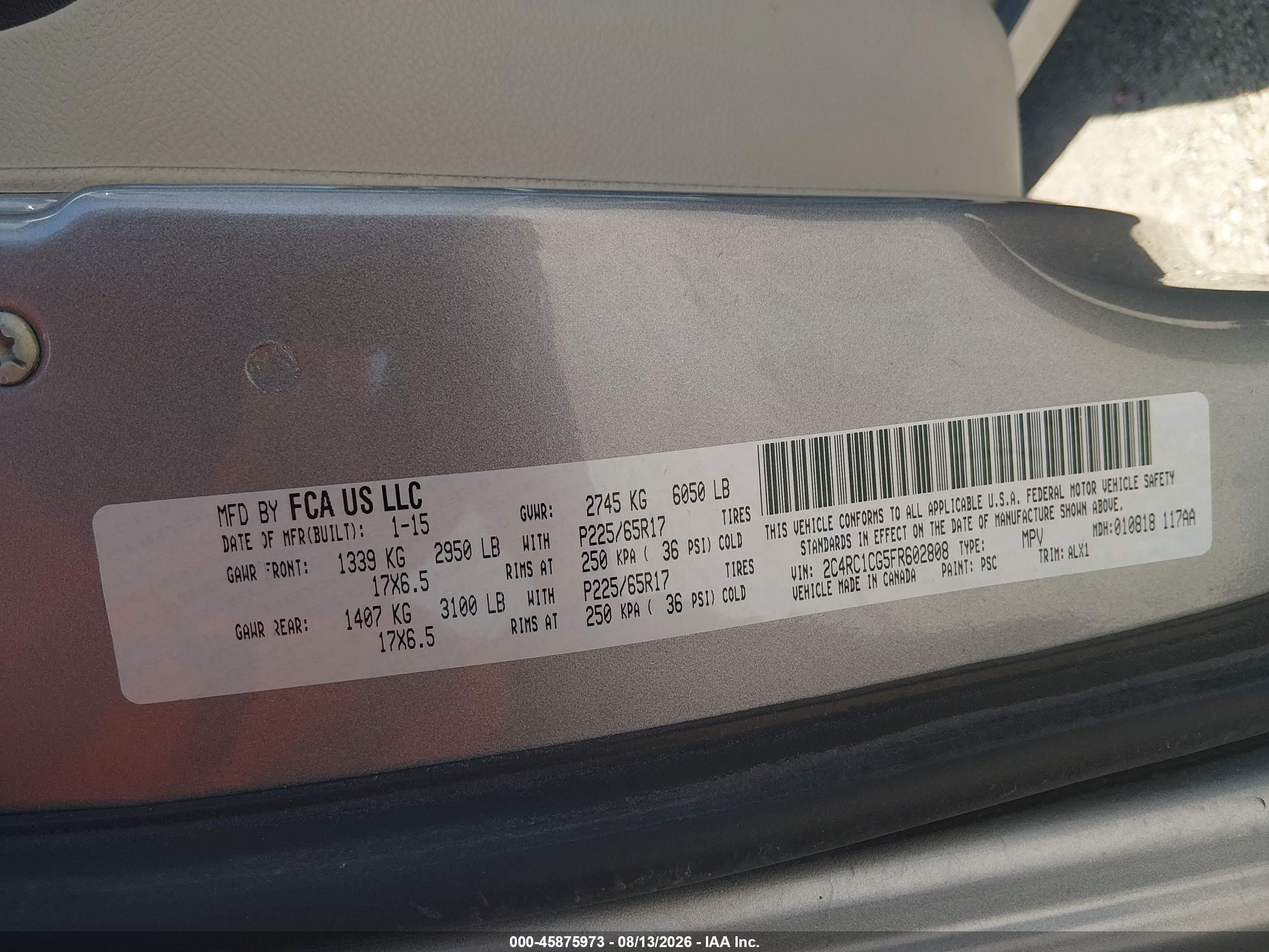 2015 Chrysler Town & Country Touring-l Серебряный vin: 2C4RC1CG5FR602808