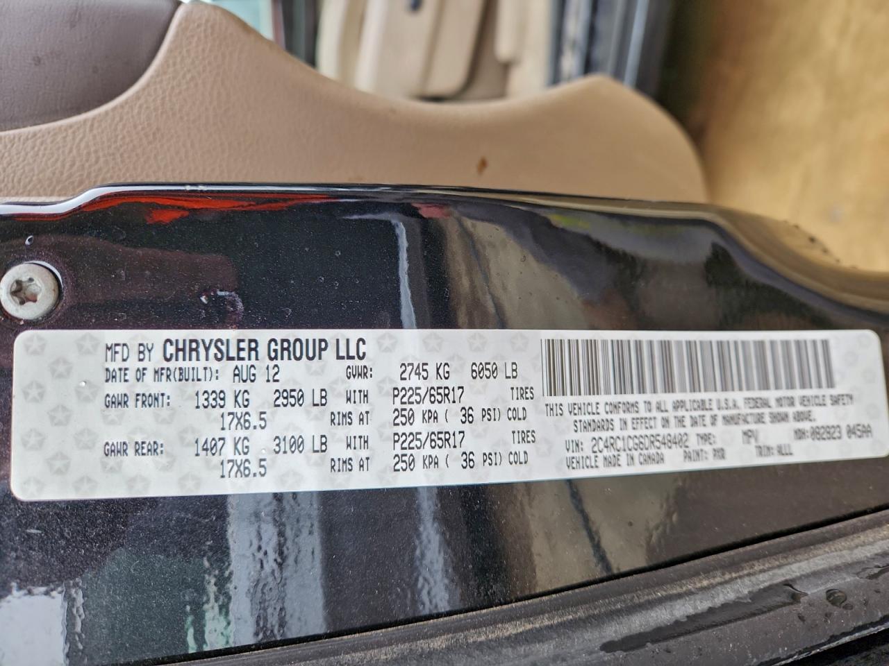 2013 Chrysler Town & Country Touring L Black vin: 2C4RC1CG6DR548402